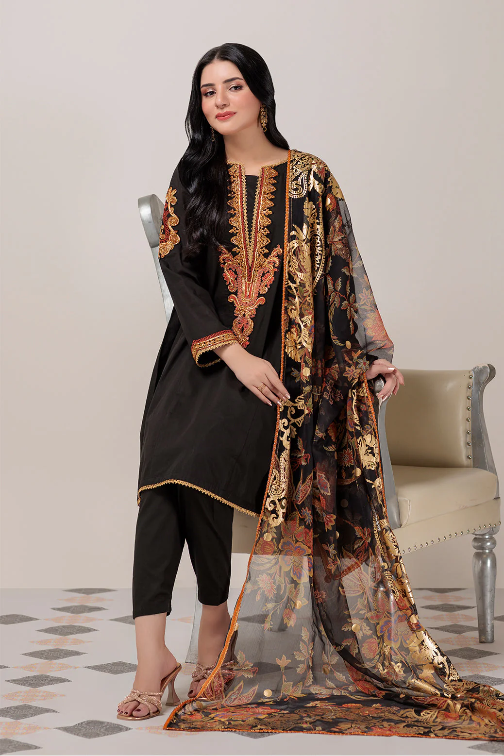 BLACK-DYED CAMBRIC-3 PIECE (HV3C233P04) - Image 2