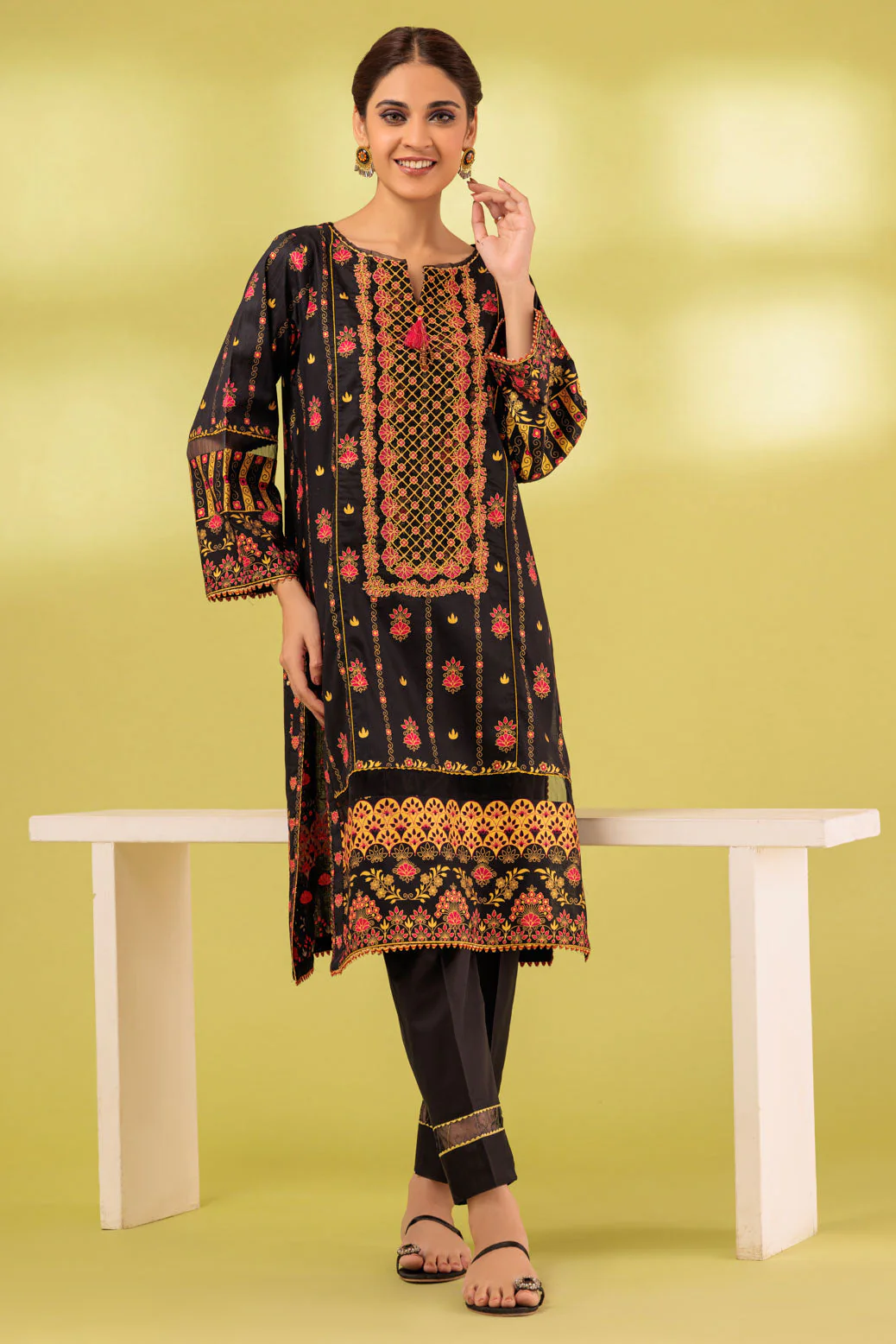 BLACK-GOLDEN ZARI STRIPE-2 PIECE (SAS232P36) - Image 2