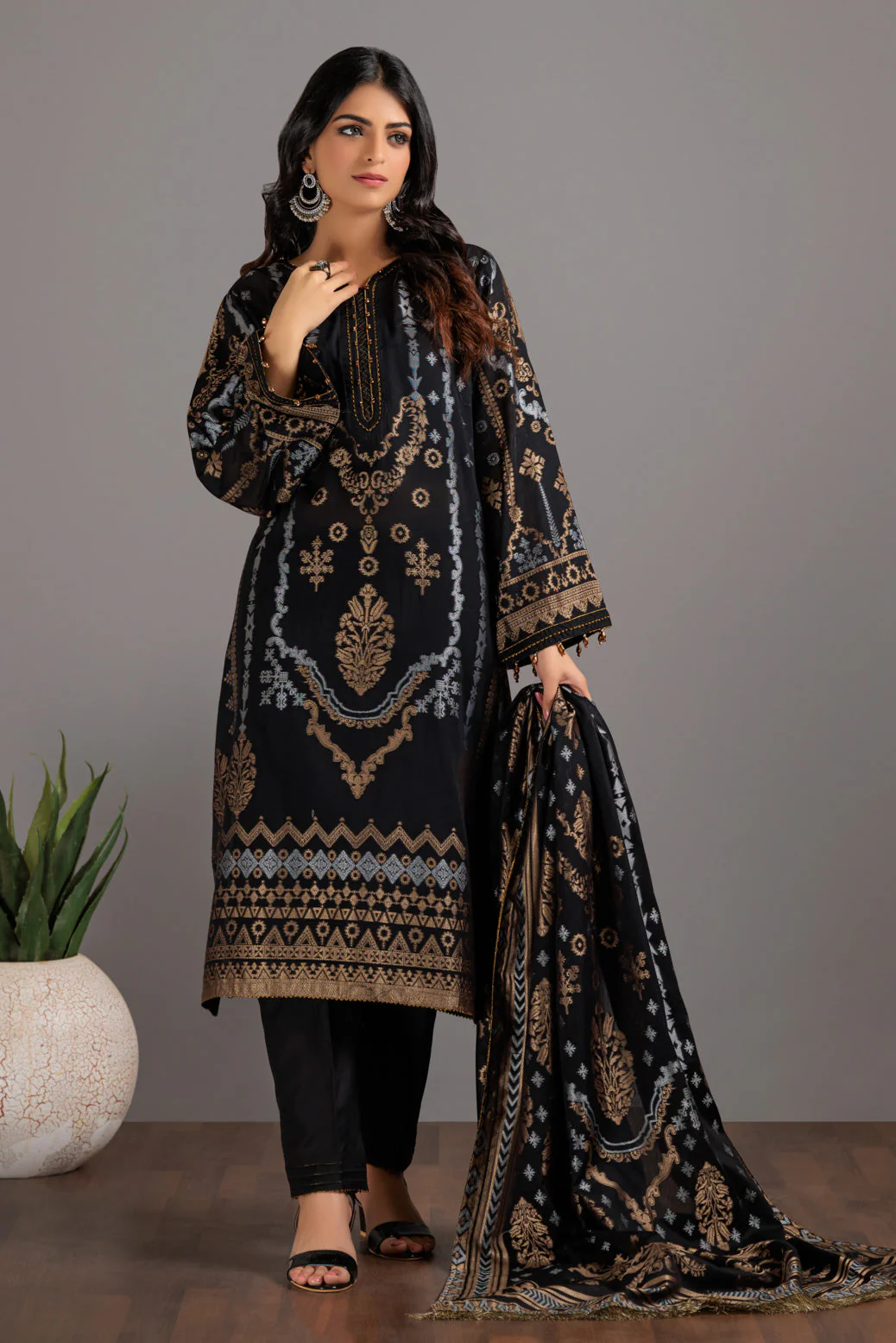 BLACK-JACQUARD-3 PIECE (JAS233P08) - Image 4