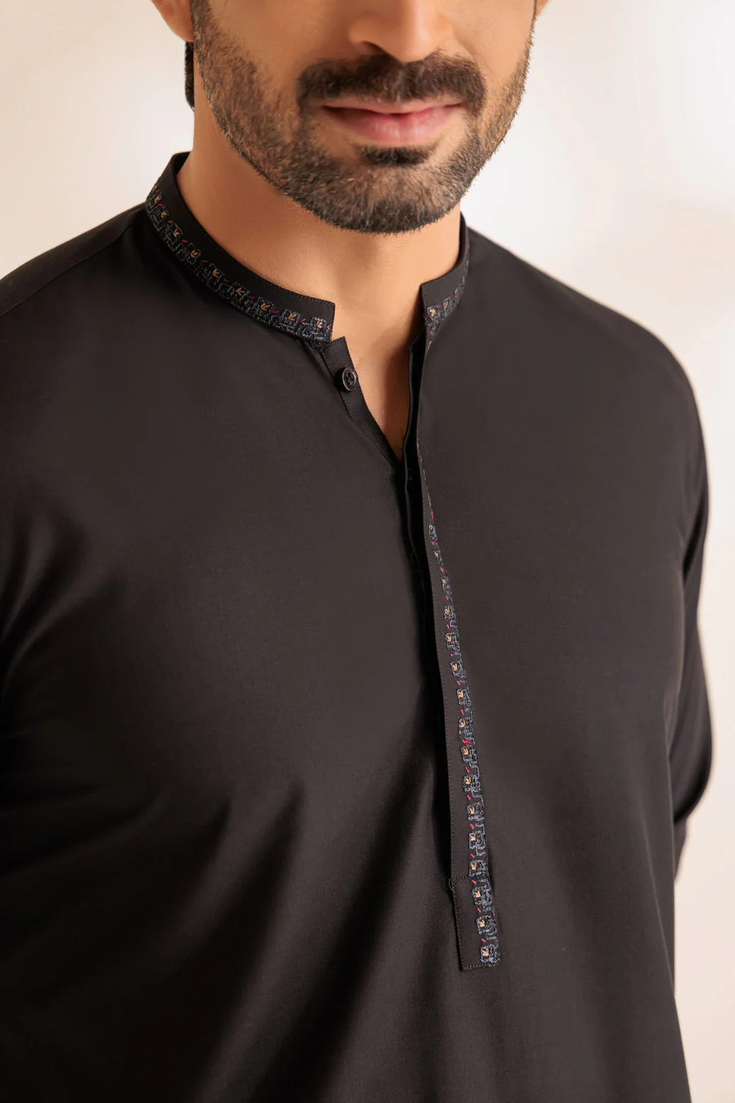 BLACK-RIB DOBBY-KURTA PAJAMA TROUSER - (KSS24-010) - Image 4