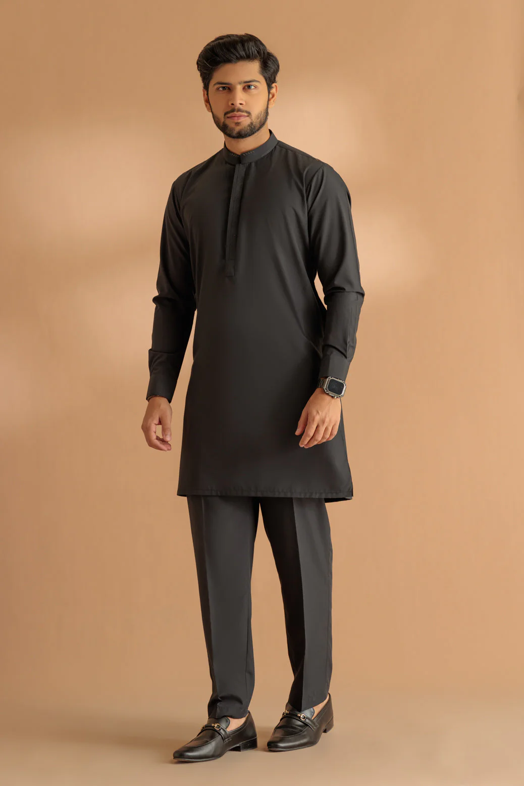 BLACK-RIB DOBBY-KURTA PAJAMA TROUSER - (KSS24-032) - Image 3