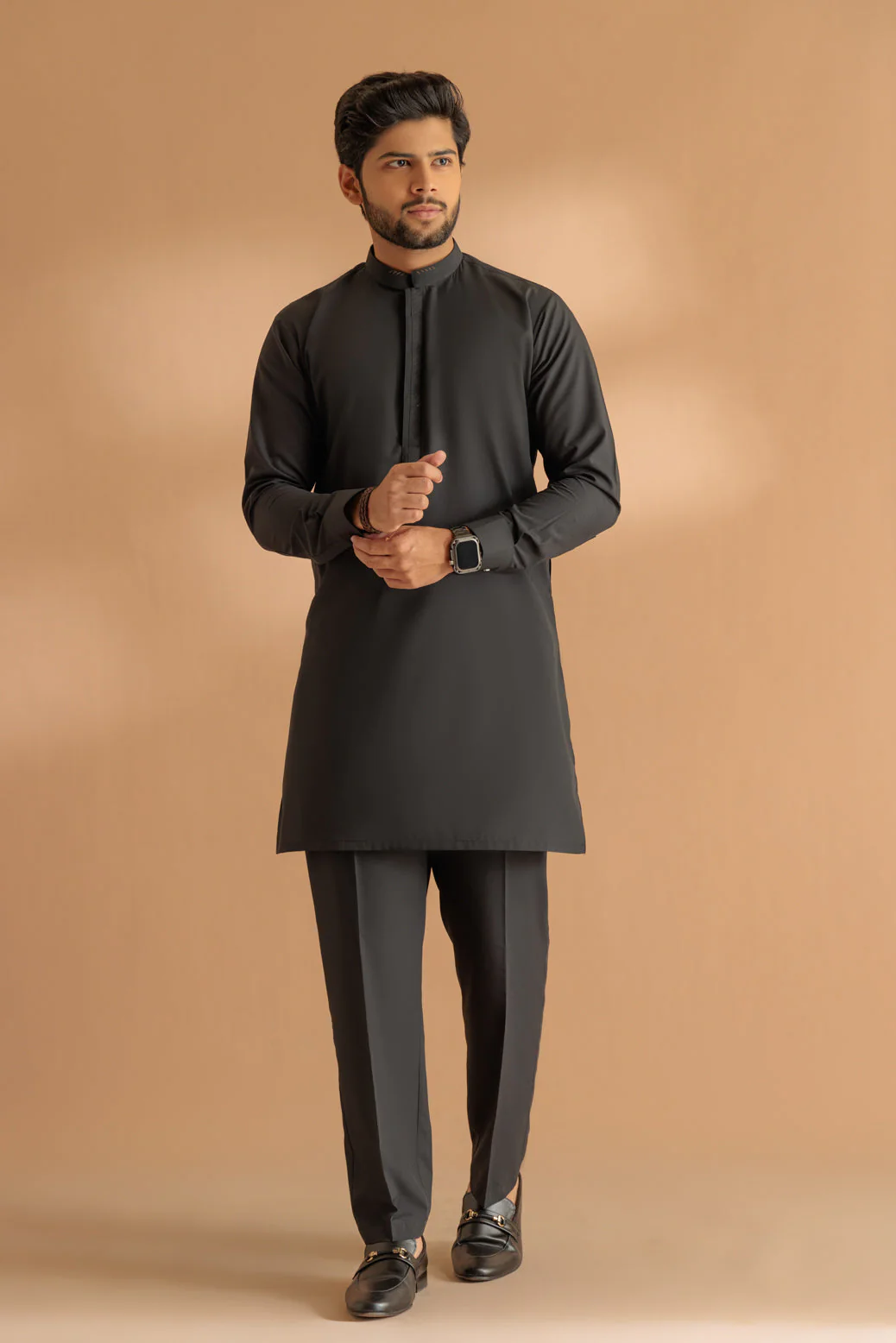 BLACK-RIB DOBBY-KURTA PAJAMA TROUSER - (KSS24-032) - Image 4