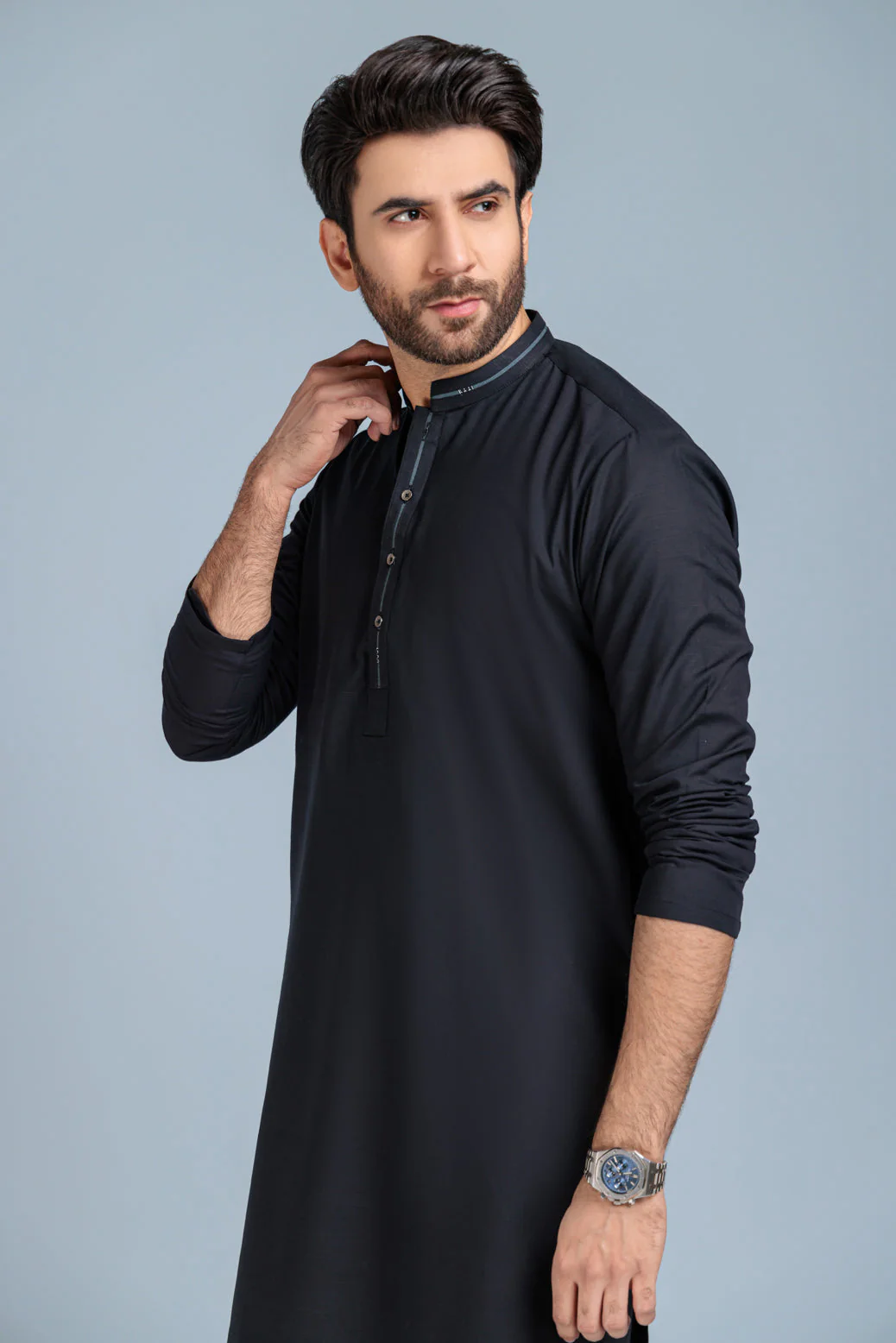 BLUE-BLENDED-KURTA PAJAMA TROUSER (KSS23-015) - Image 2