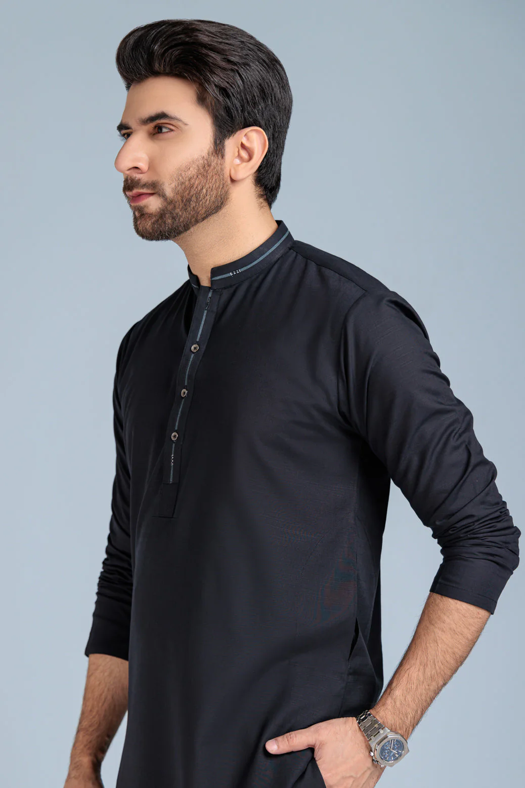 BLUE-BLENDED-KURTA PAJAMA TROUSER (KSS23-015) - Image 4