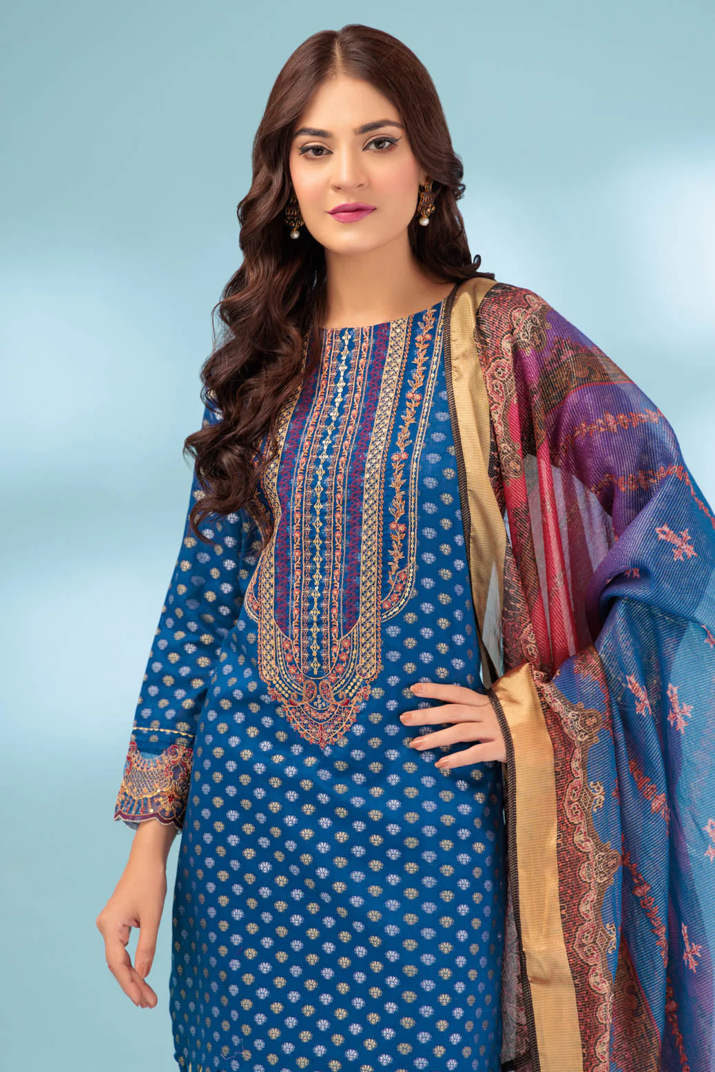BLUE-JACQUARD-3 PIECE (SSS233P112) - Image 2