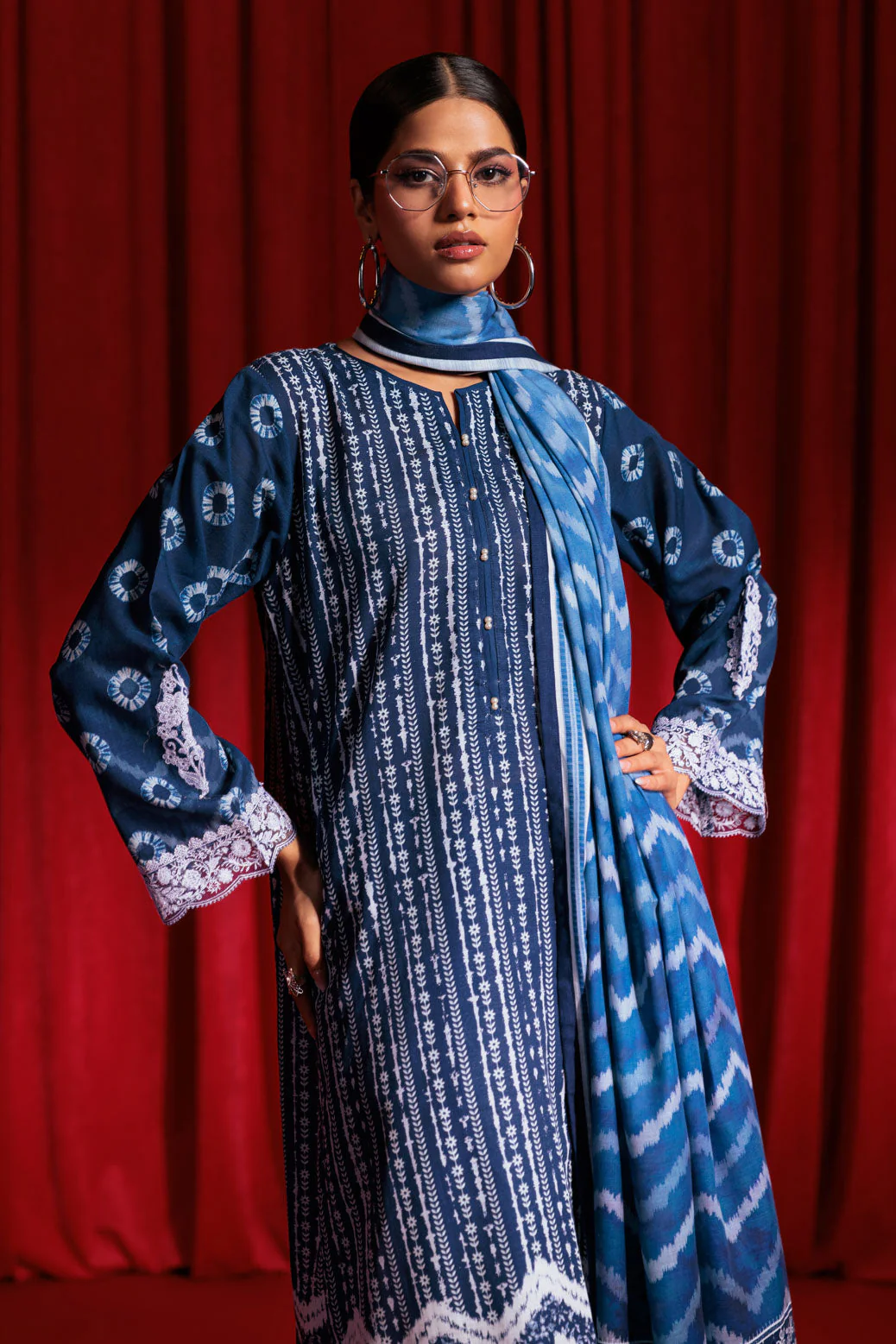 BLUE-KHADDAR-3 PIECE (WS2243P06) - Image 2