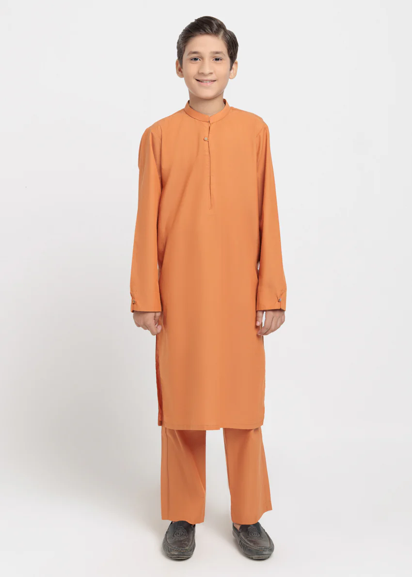 Orange-Cotton-Kurta Trouser - (BPS25KP2093)
