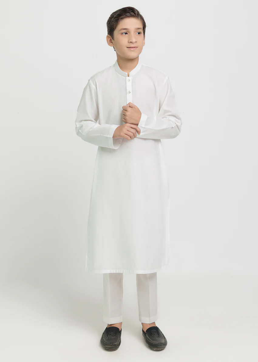 White-Cotton-Kurta - (BPS25KU1013) - Image 3