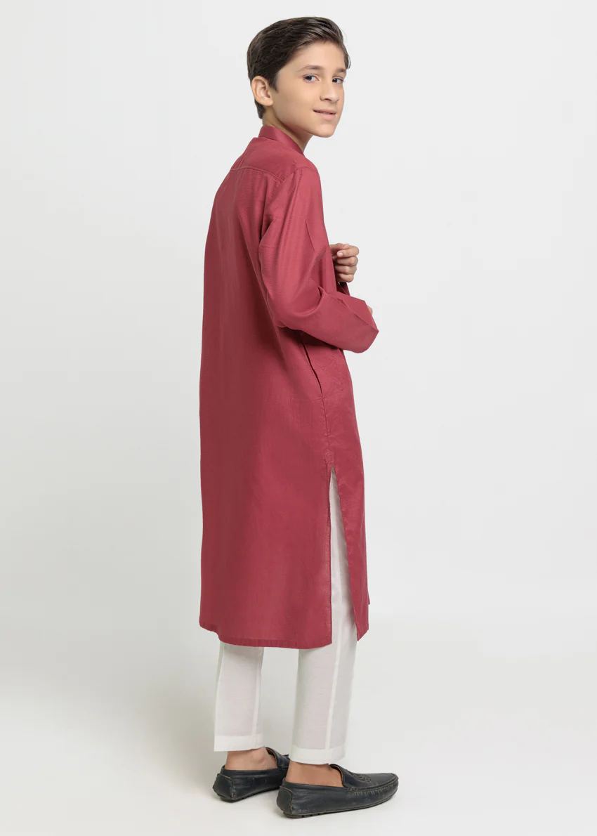 Maroon-Dobby-Kurta - (BPS25KU1015) - Image 3