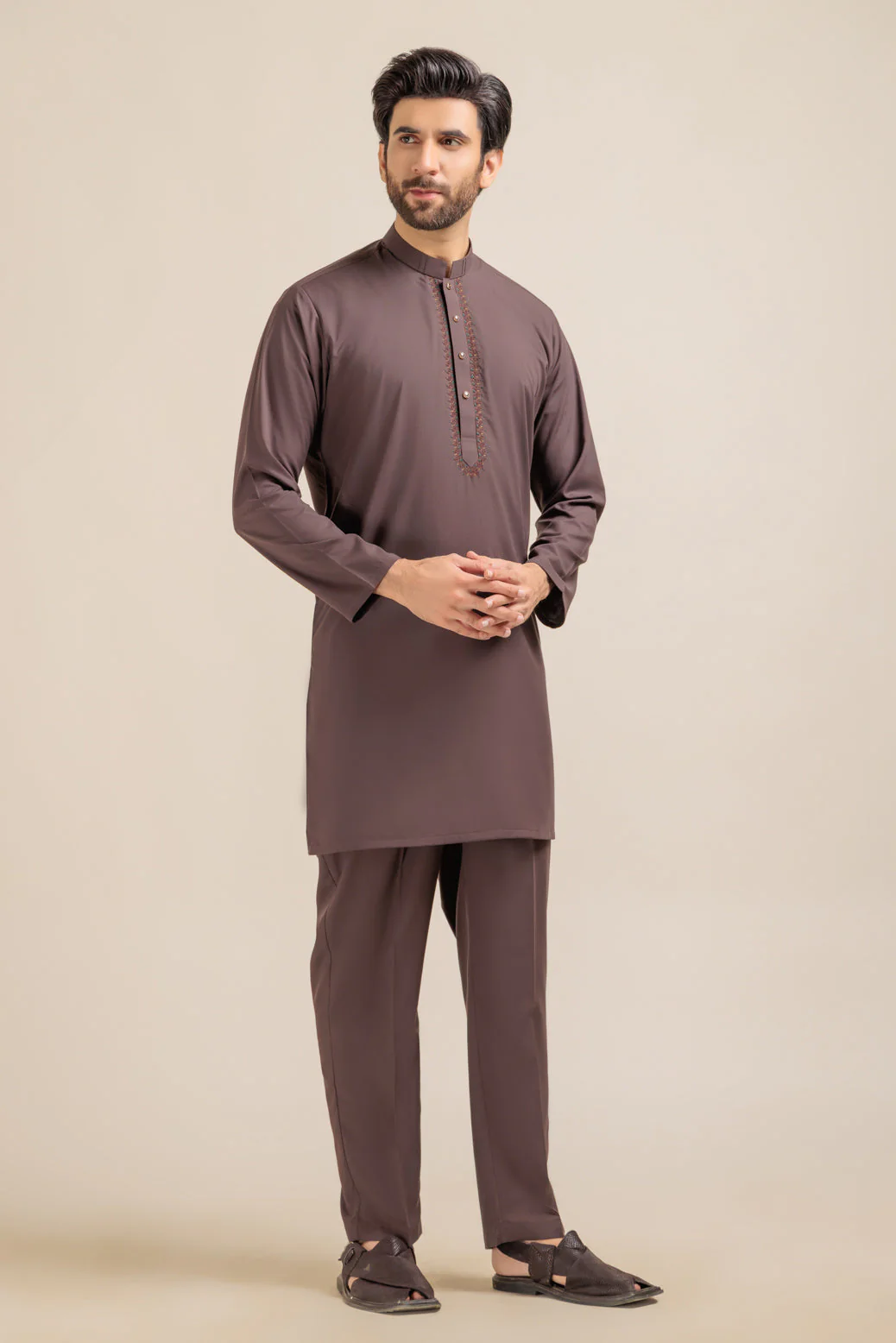 BRICK-BLENDED-KURTA PAJAMA TROUSER - (KSB23-016) - Image 2