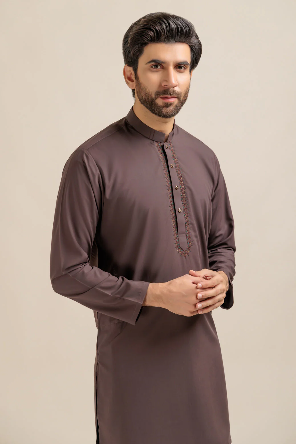 BRICK-BLENDED-KURTA PAJAMA TROUSER - (KSB23-016) - Image 4