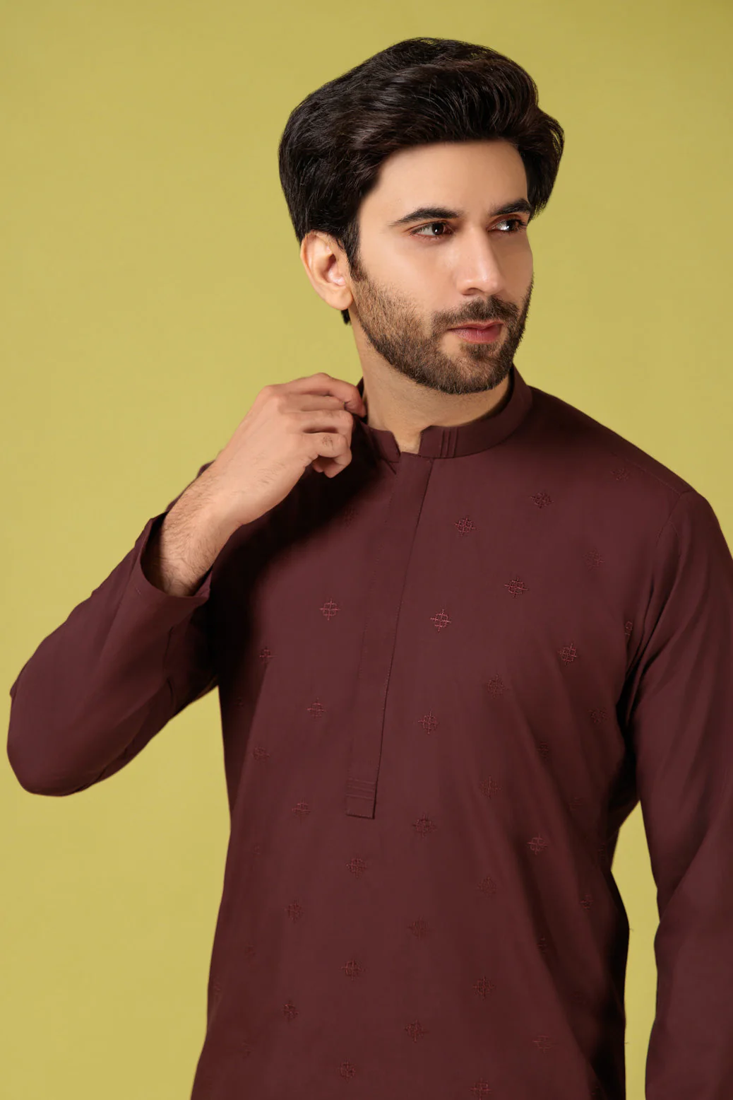 BRICK-BLENDED-KURTA PAJAMA TROUSER - (KSS23-067) - Image 2