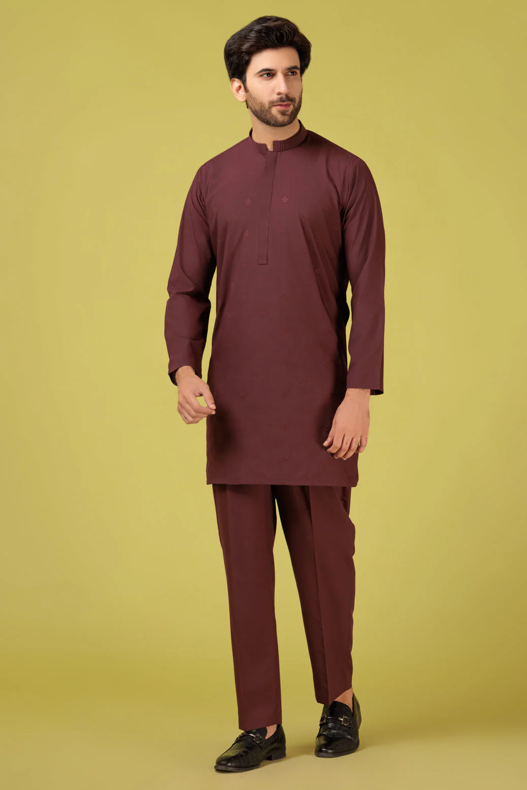 BRICK-BLENDED-KURTA PAJAMA TROUSER - (KSS23-067) - Image 4
