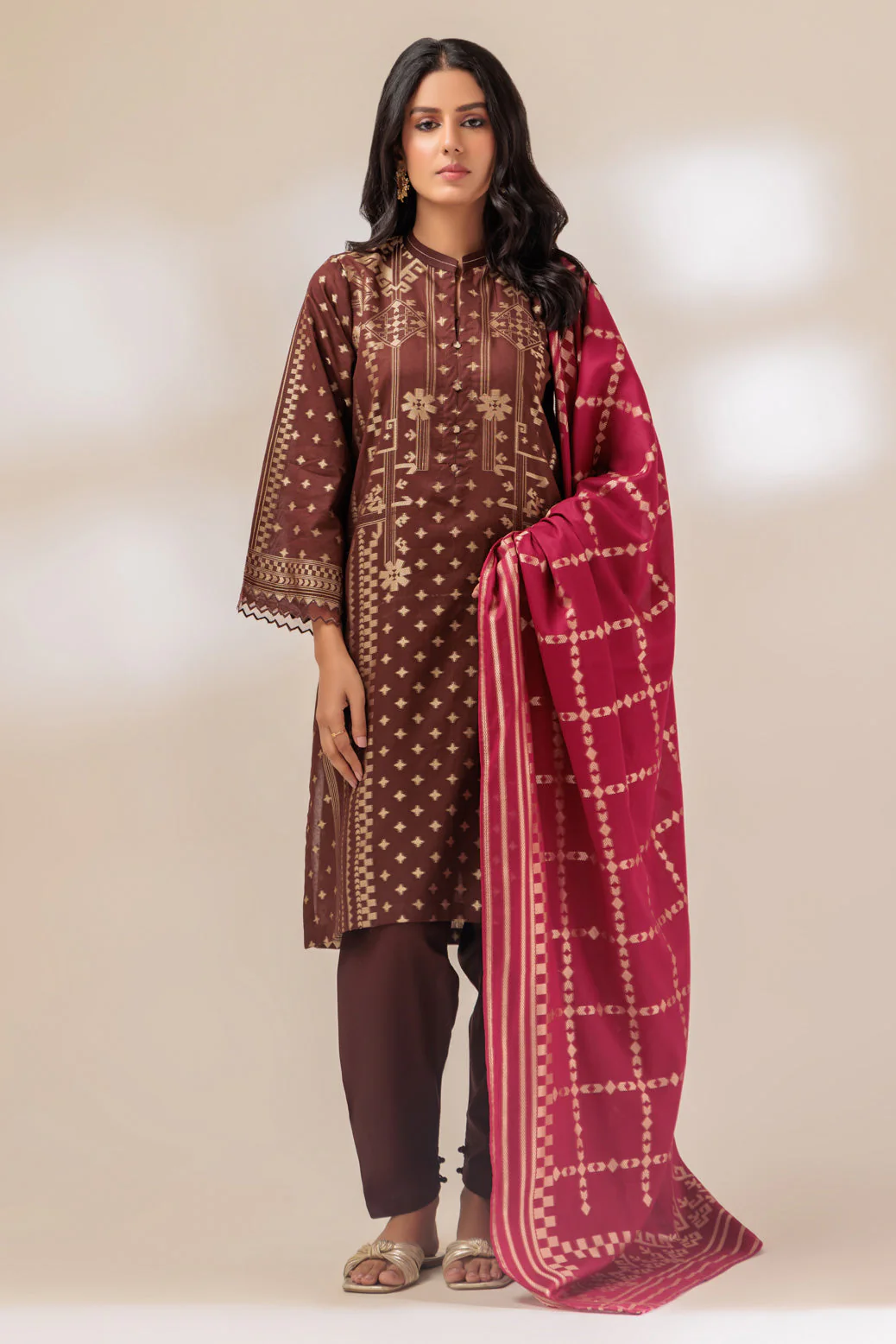 BROWN-JACQUARD-3 PIECE (PWJ1233P05) - Image 4
