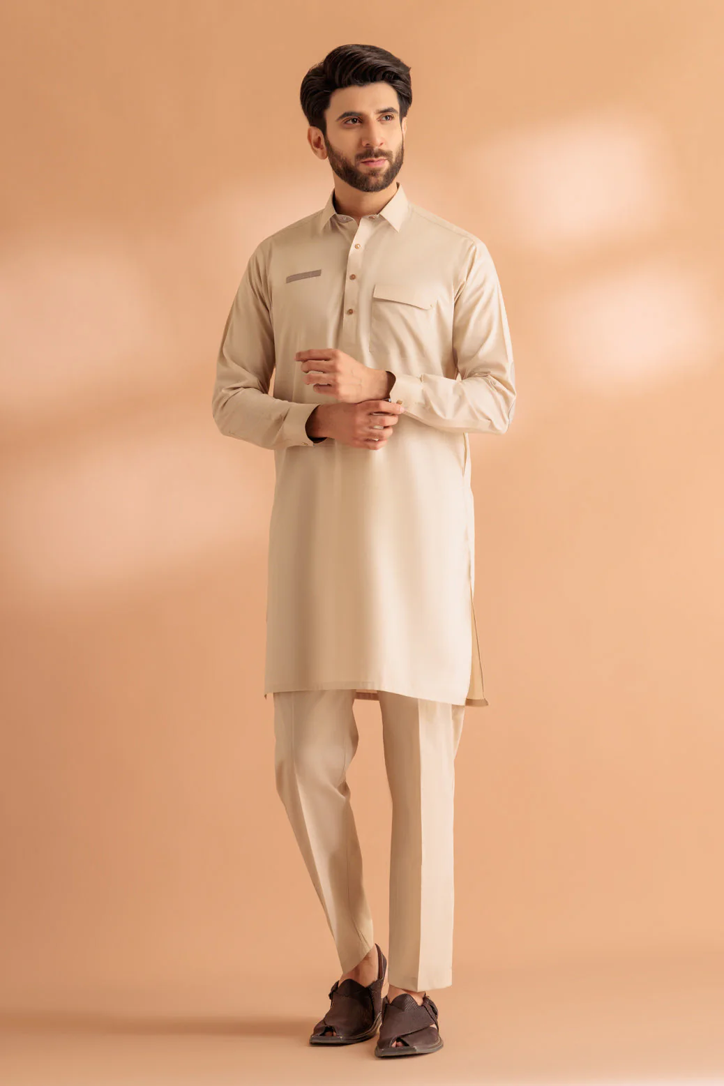 C-BEIGE-COTTON-KURTA TROUSER - (KSS24-040) - Image 2