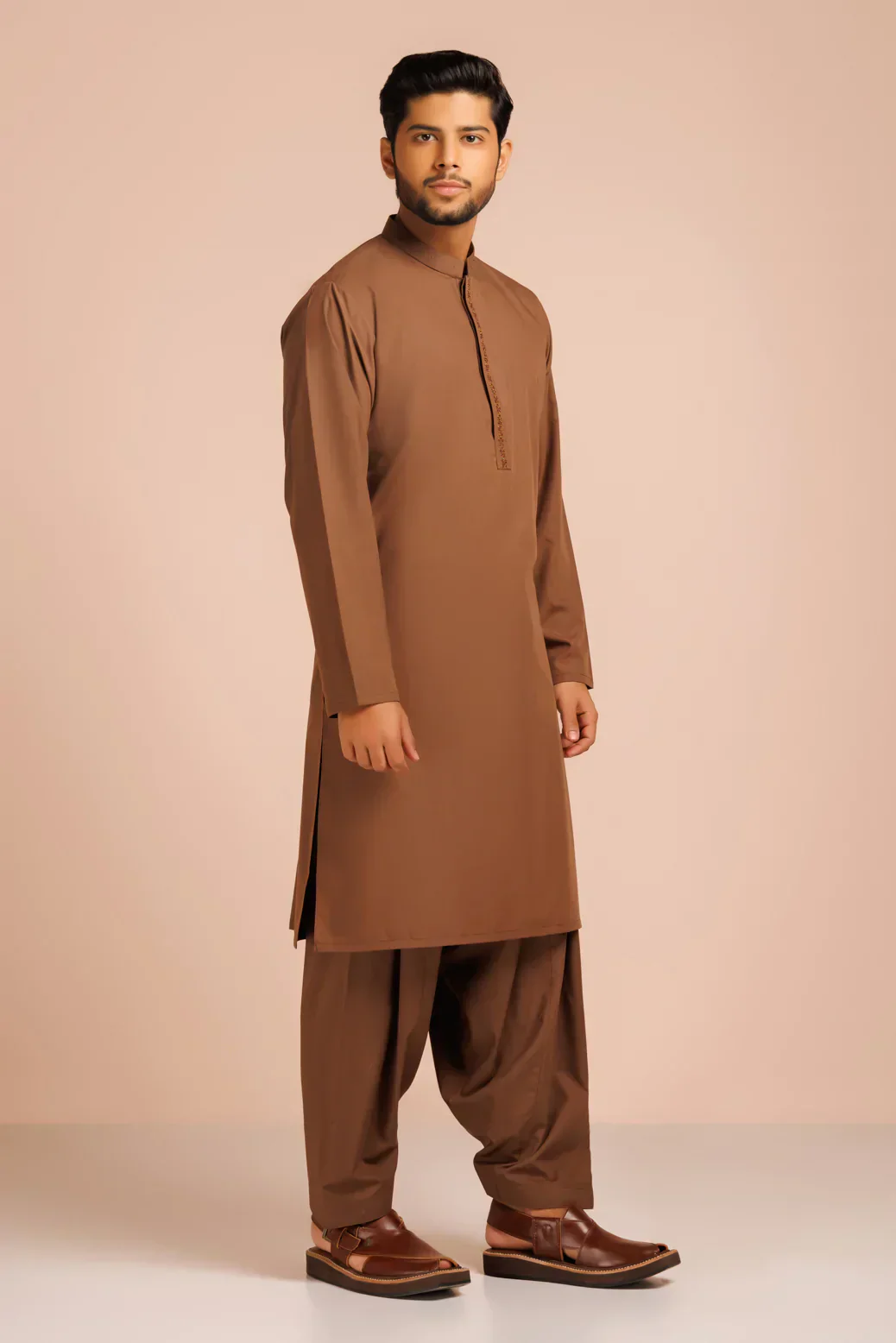 C-BROWN-BLENDED-KURTA SHALWAR (KSRS23-049) - Image 4