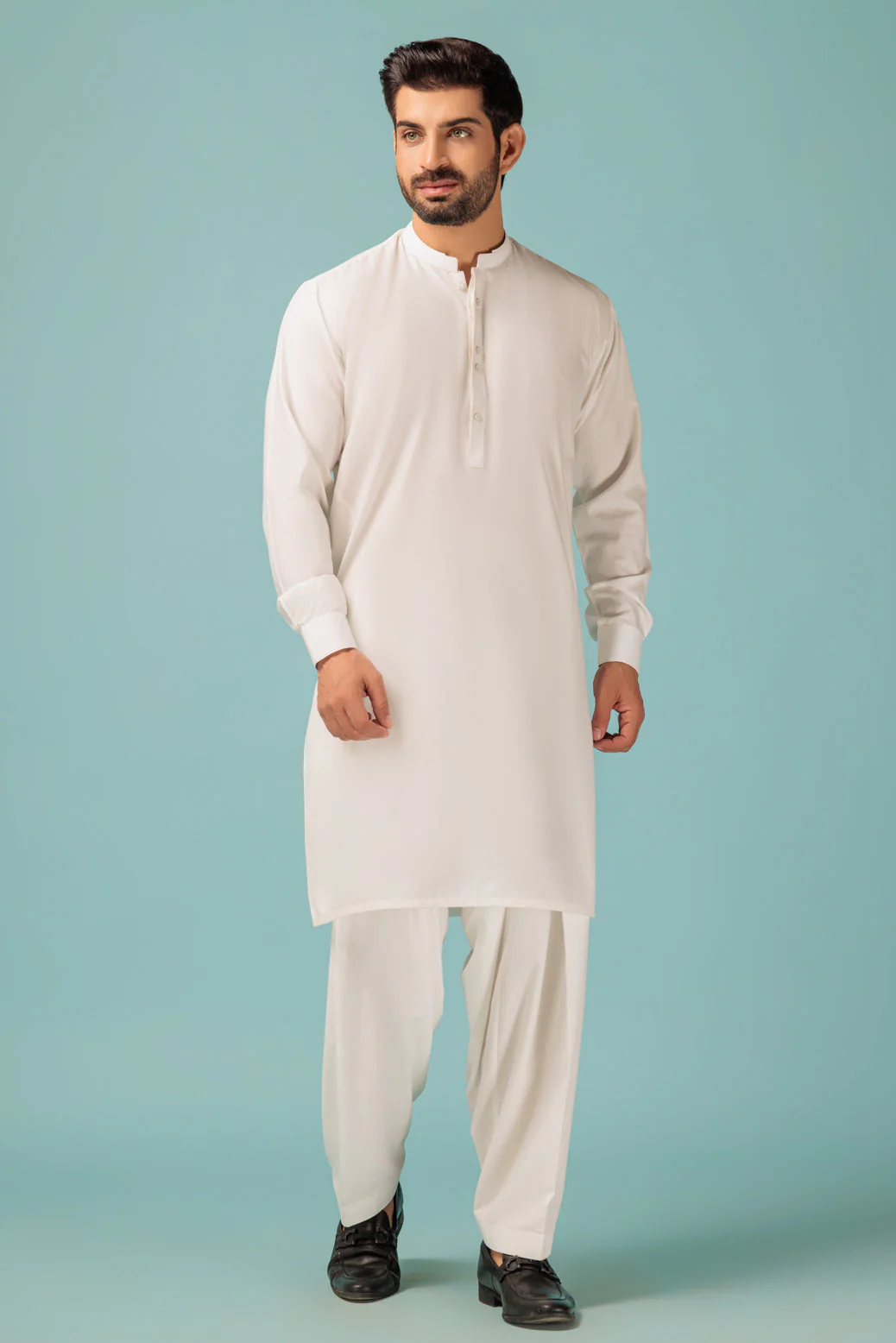 C-WHITE-BLENDED-SHALWAR SUIT - (GSBB23-023)