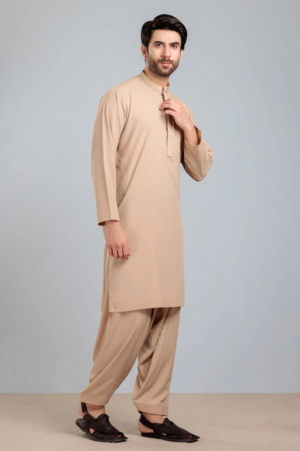 CAMEL-BLENDED-KURTA SHALWAR- (KSRS23-081) - Image 2