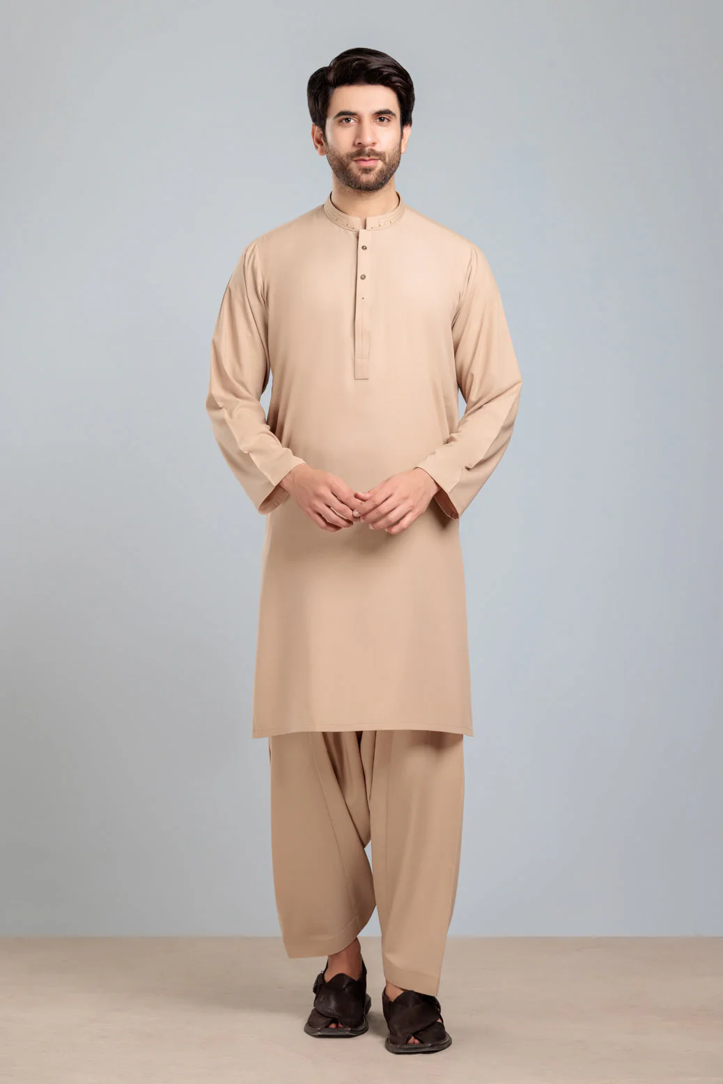 CAMEL-BLENDED-KURTA SHALWAR- (KSRS23-081) - Image 3