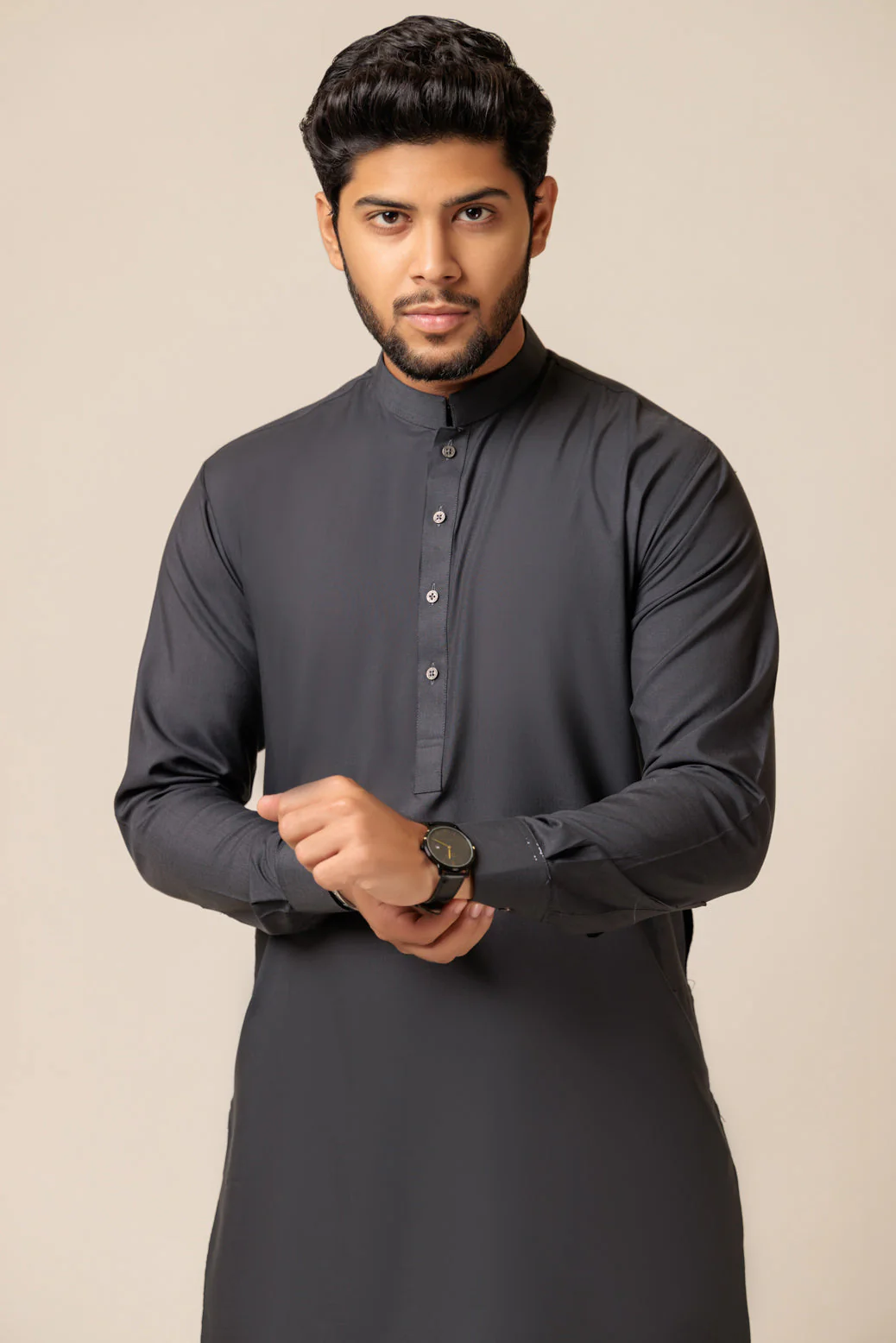 CHARCOAL-BLENDED-KURTA PAJAMA TROUSER - (KSS23-029) - Image 2