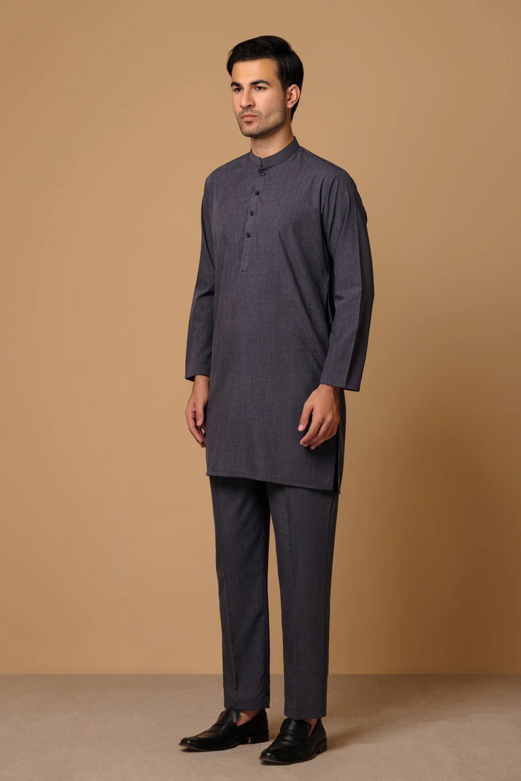 CHARCOAL-BLENDED-KURTA PAJAMA TROUSER (KSS23-030) - Image 3