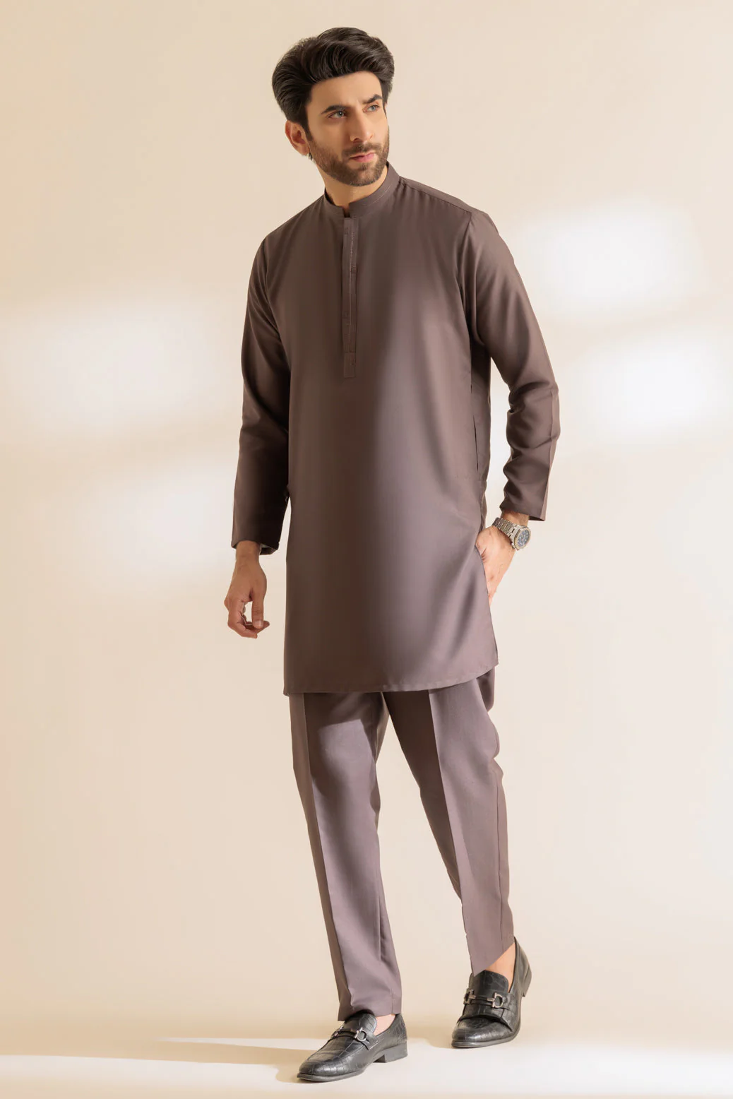 CHARCOAL-BLENDED-KURTA PAJAMA TROUSER - (KSS24-011) - Image 3