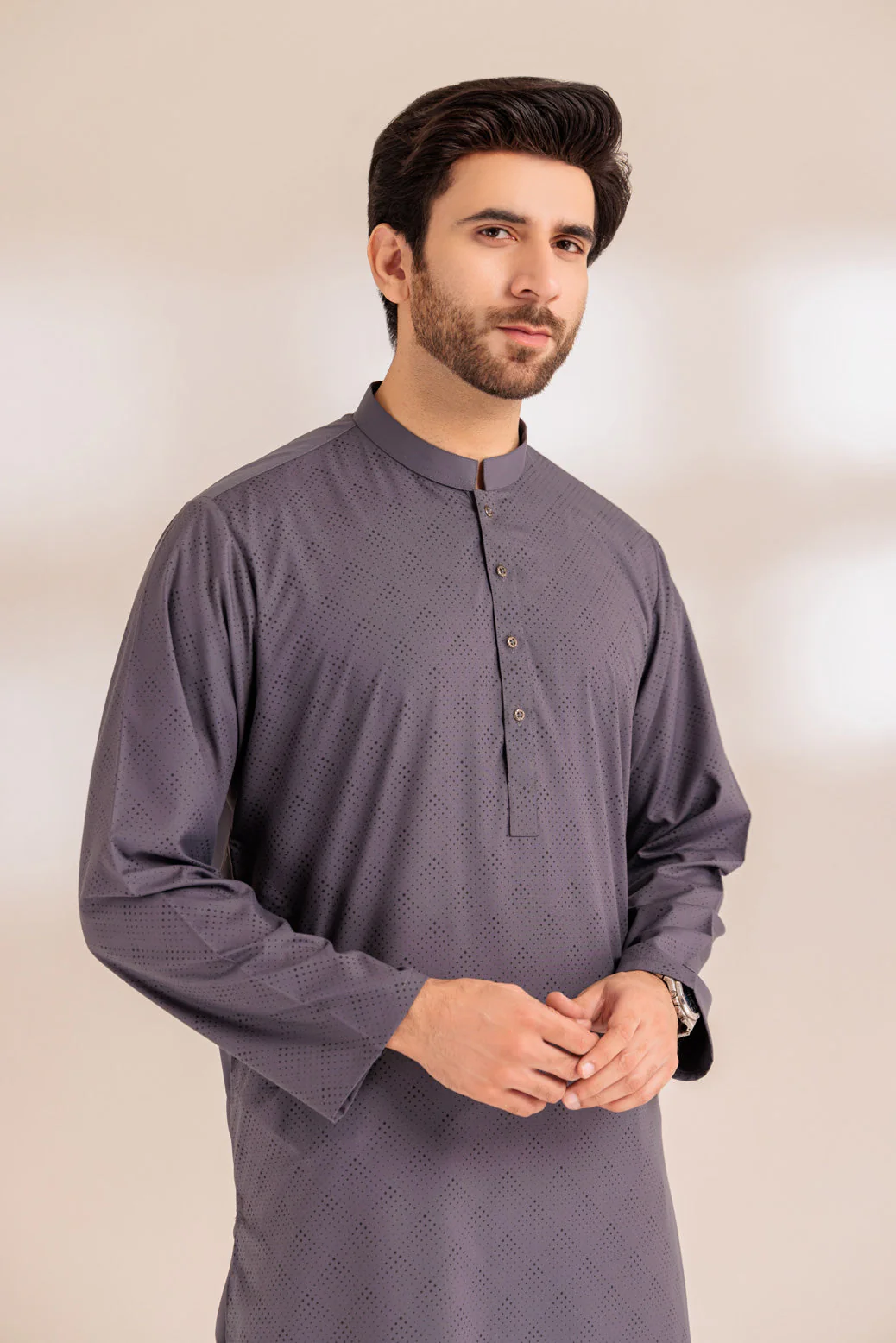 CHARCOAL-BLENDED-KURTA SHALWAR - (KSRS23-085) - Image 4