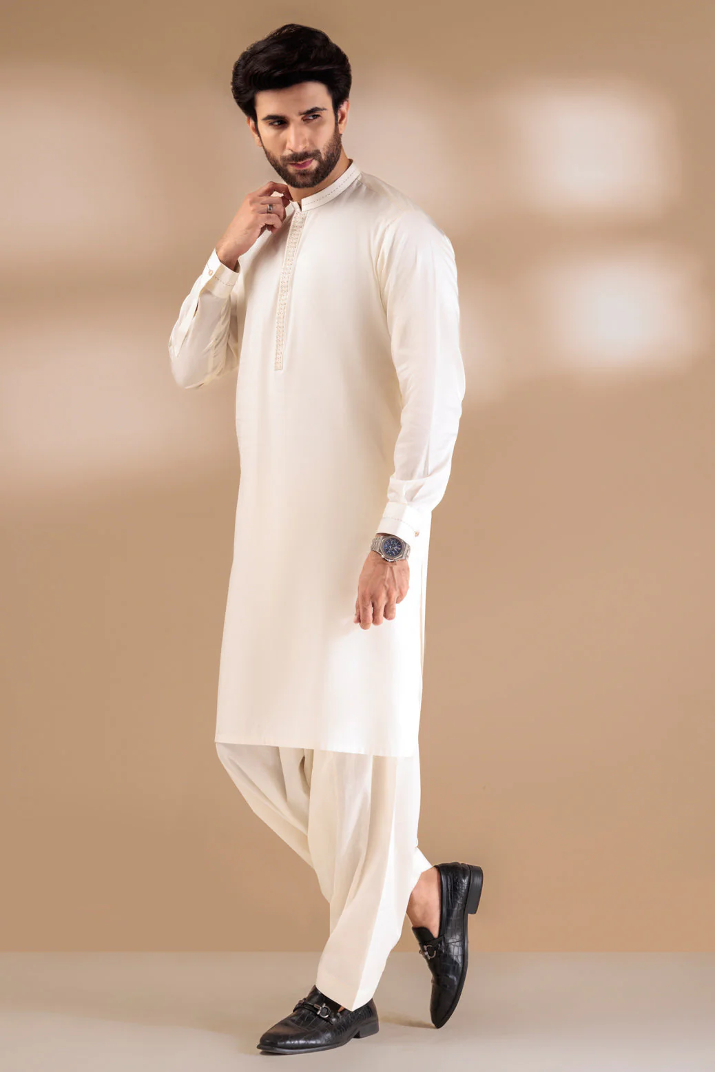 CREAM-BLENDED-KURTA SHALWAR - (KSRR24-023) - Image 5