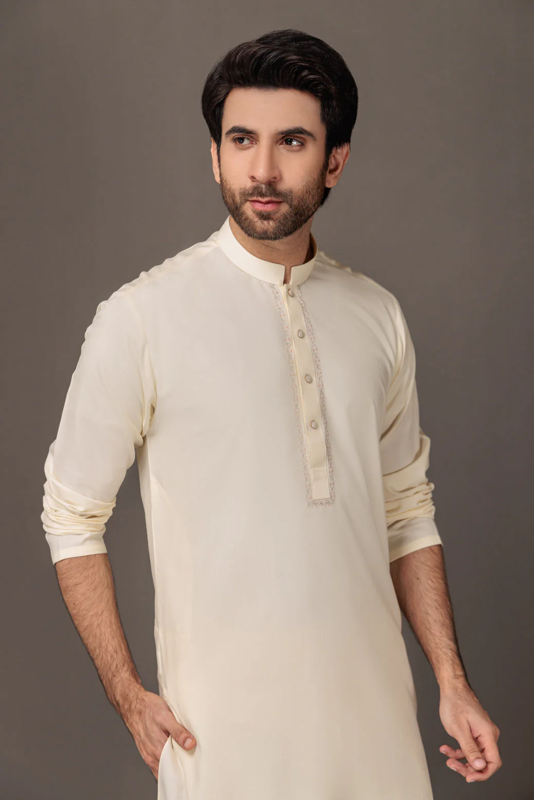 CREAM-BLENDED-KURTA SHALWAR - (KSW23-020) - Image 2