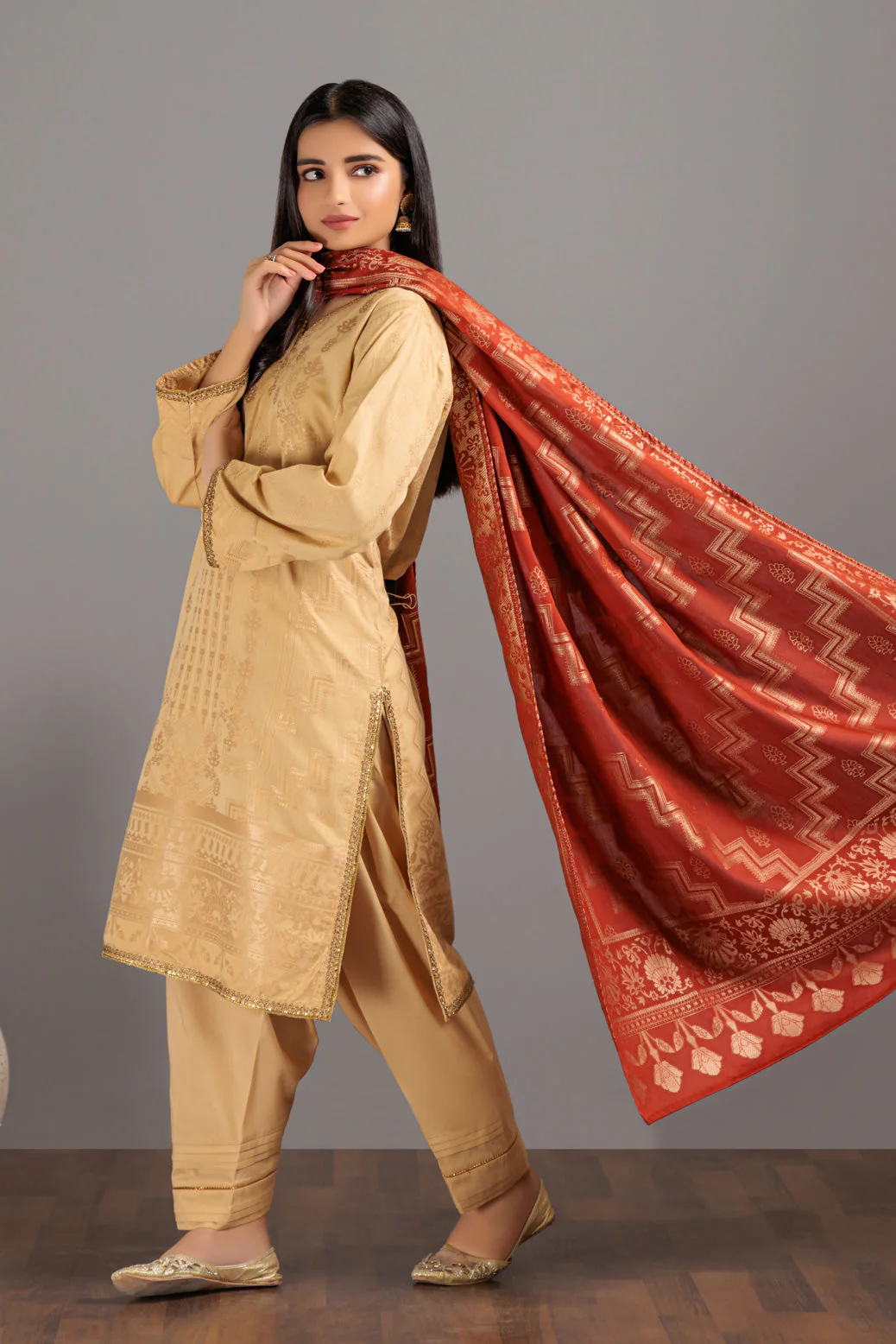 CREAM-JACQUARD-3 PIECE (JHS233P04) - Image 4