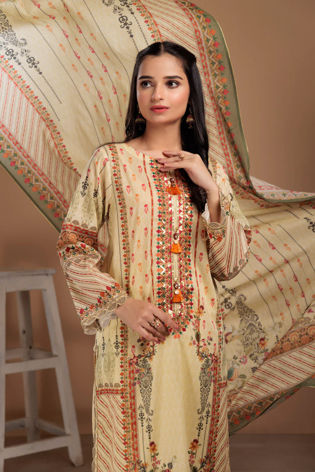 CREAM-LAWN-3 PIECE (SSS233P58) - Image 4