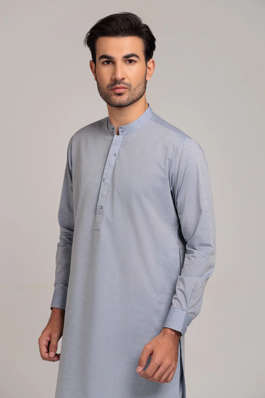 D-BLUE-COTTON-KURTA PAJAMA TROUSER (KSS23-008) - Image 2