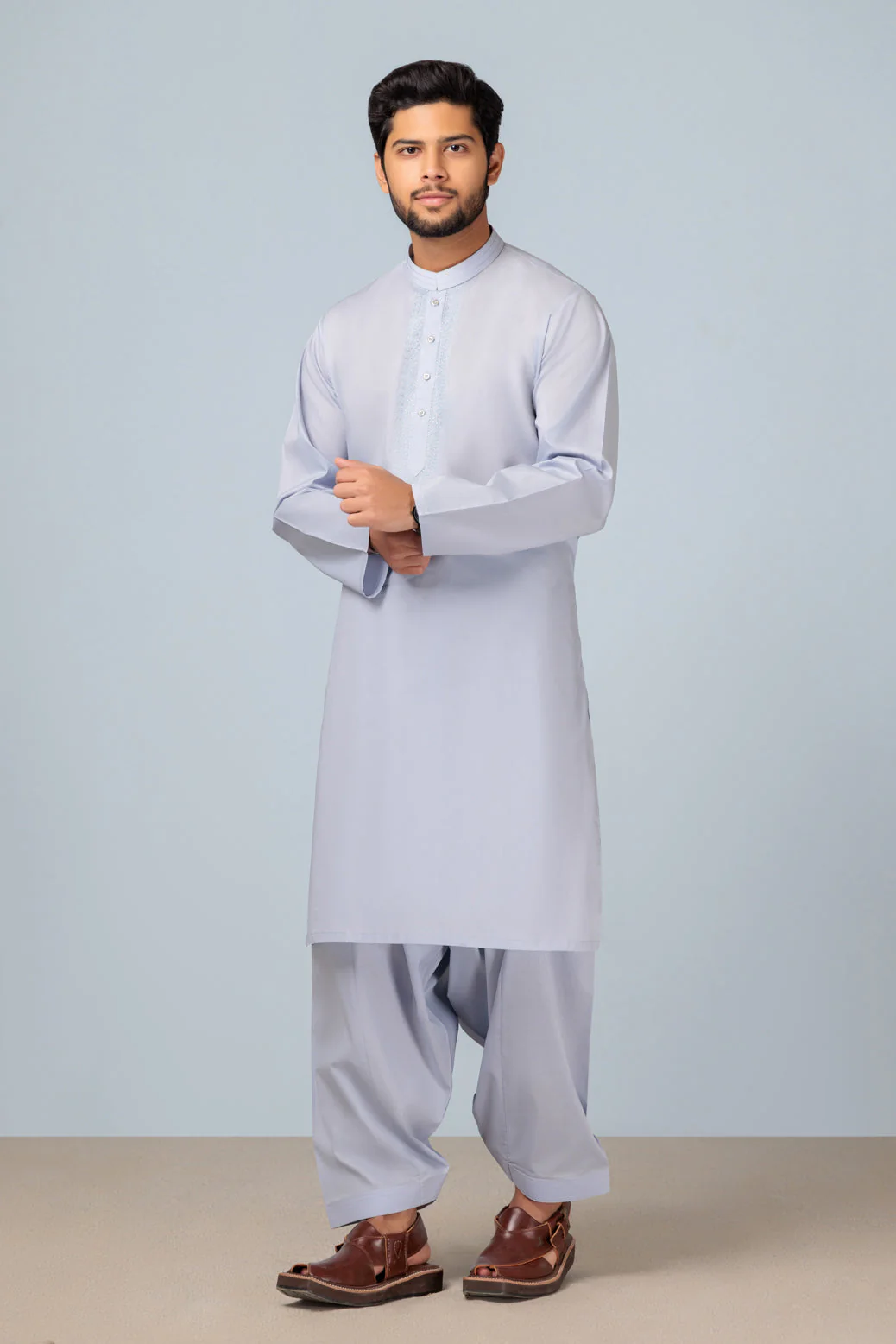 D-BLUE-COTTON-KURTA SHALWAR (KSRS23-070) - Image 4