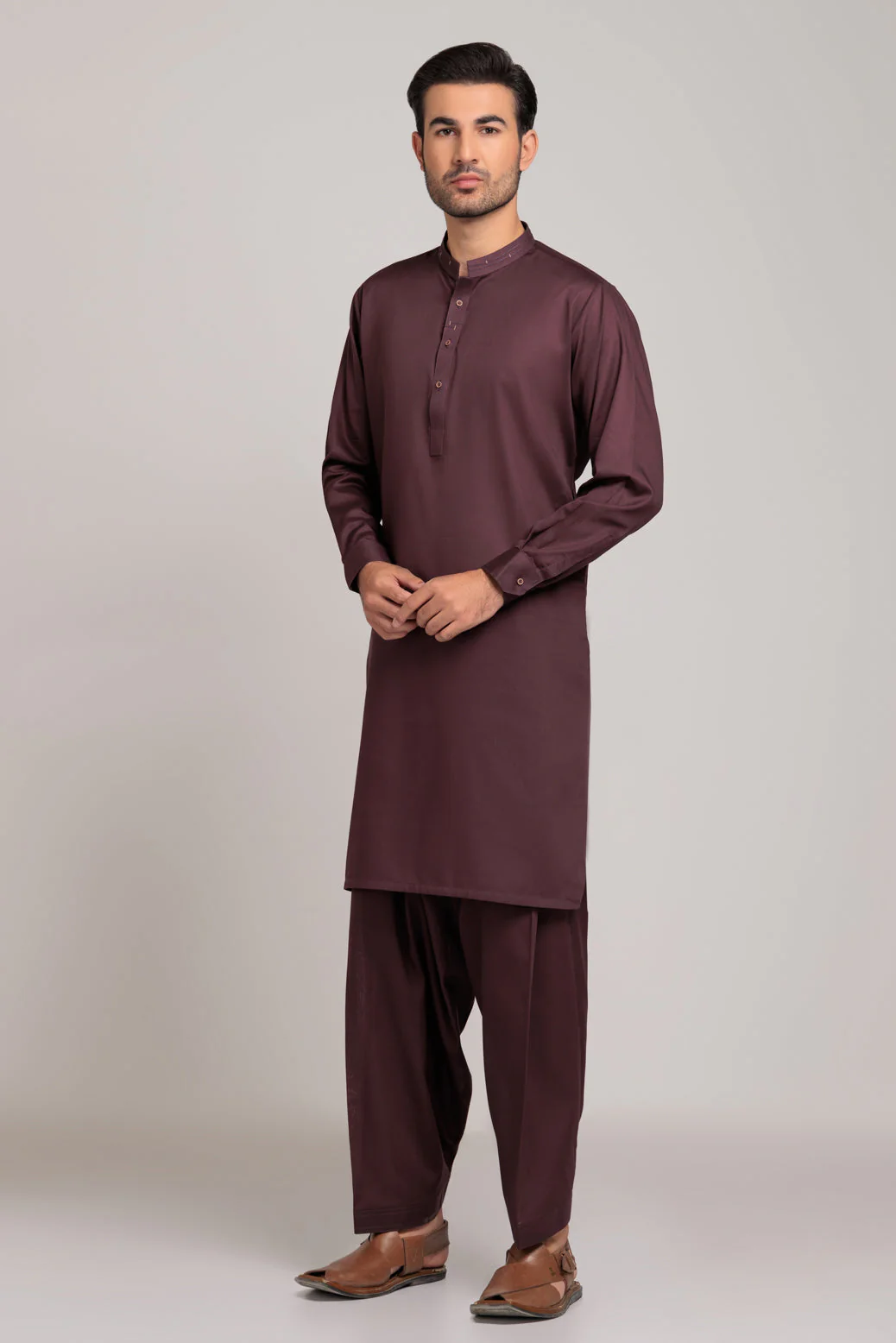 D-BROWN-BLENDED-KURTA SHALWAR (KSRS23-036) - Image 3