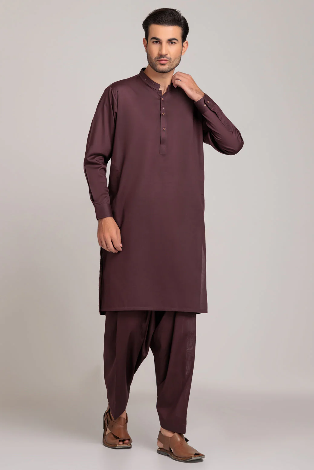 D-BROWN-BLENDED-KURTA SHALWAR (KSRS23-036) - Image 4