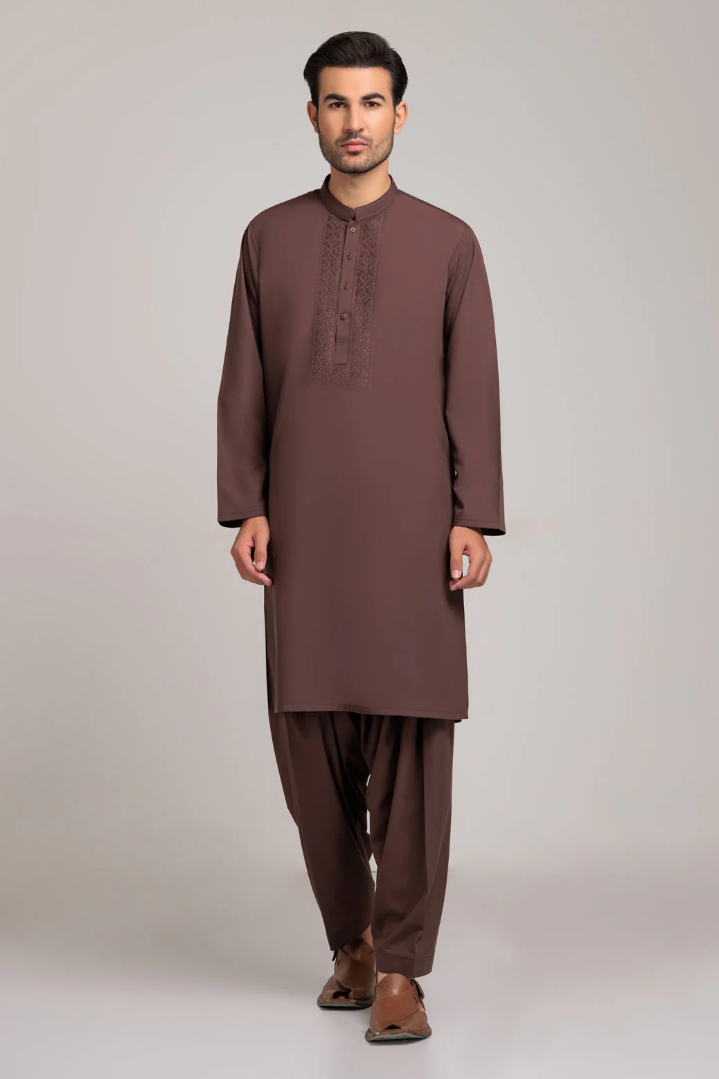 D-BROWN-BLENDED-KURTA SHALWAR (KSRS23-038) - Image 3