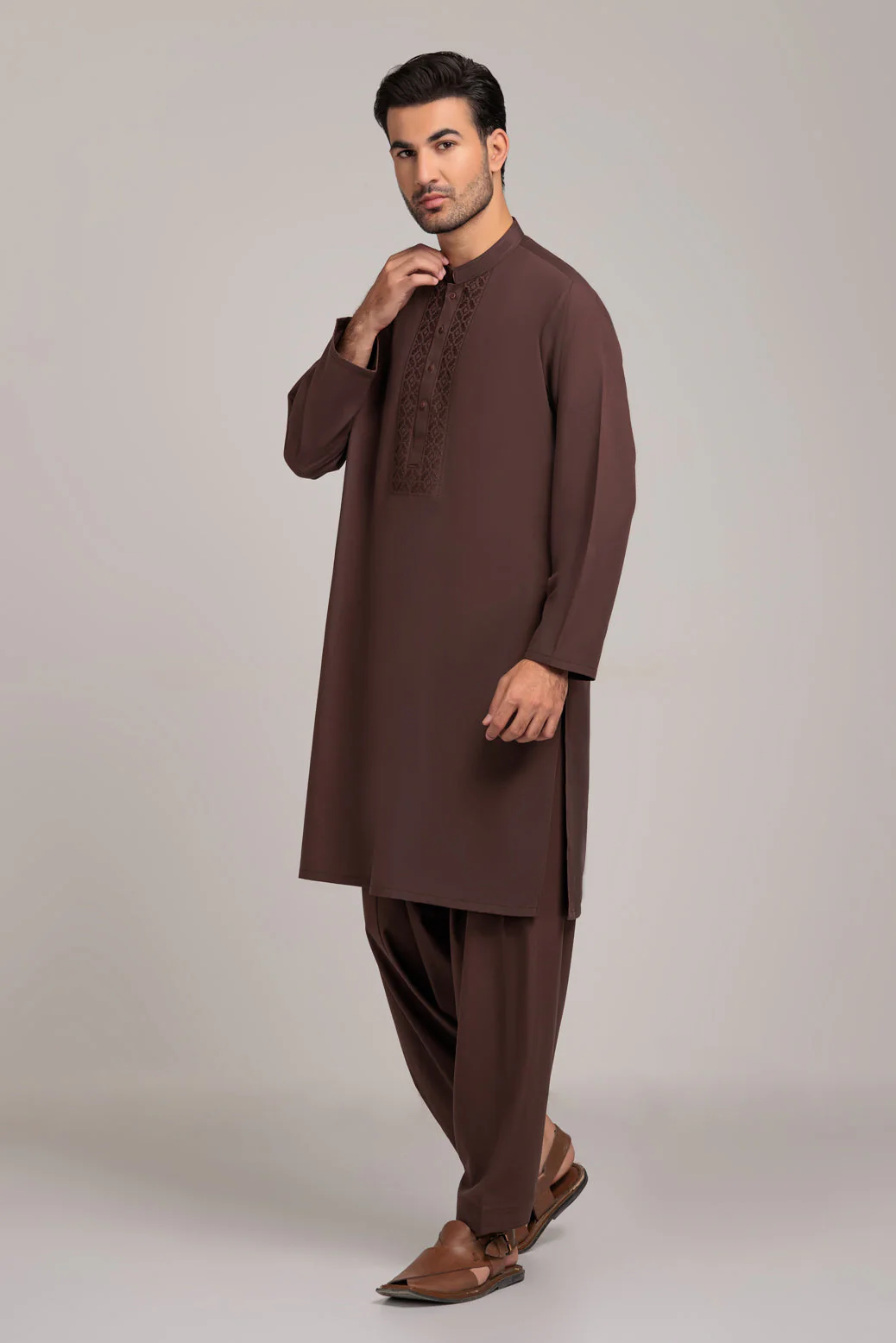 D-BROWN-BLENDED-KURTA SHALWAR (KSRS23-038) - Image 4