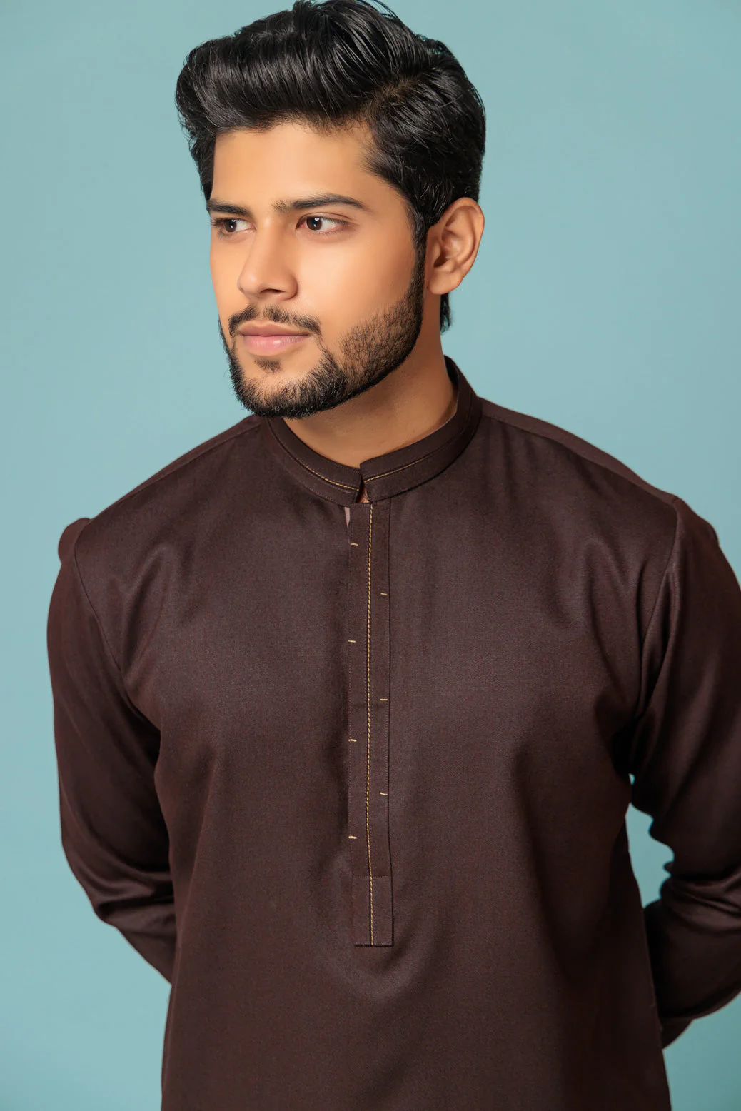 D-BROWN-BLENDED-KURTA SHALWAR - (KSW23-018) - Image 3
