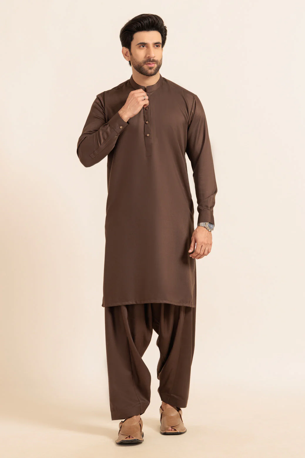 D-BROWN-BLENDED-SHALWAR SUIT - (GSBW24-003)