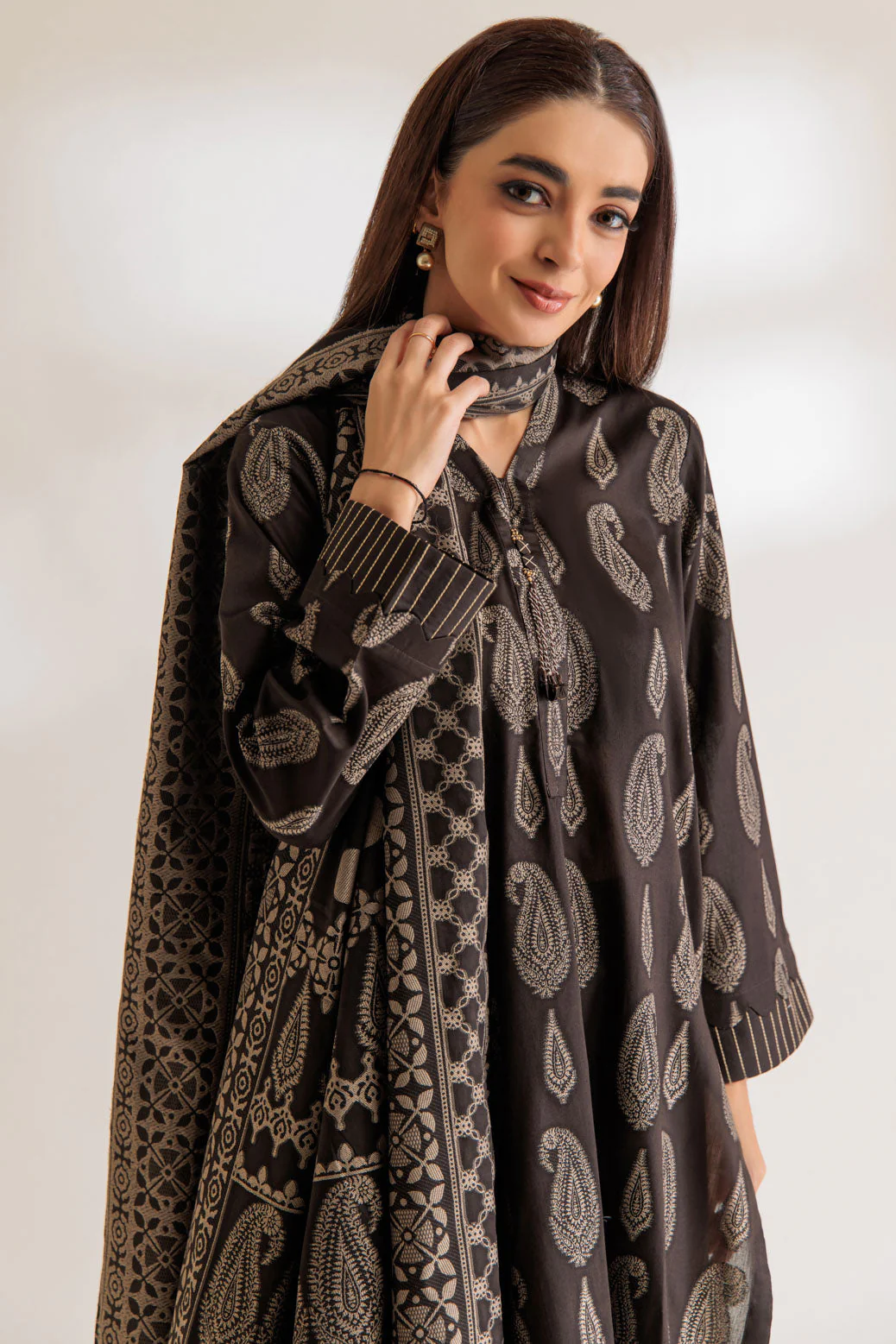 D-BROWN-JACQUARD-3 PIECE (PWJ1233P12) - Image 2