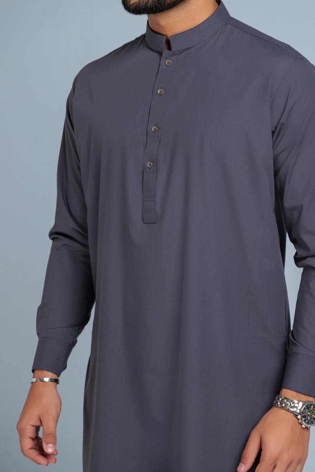 D-GREY-BLENDED-KURTA PAJAMA TROUSER (KSS23-026) - Image 3
