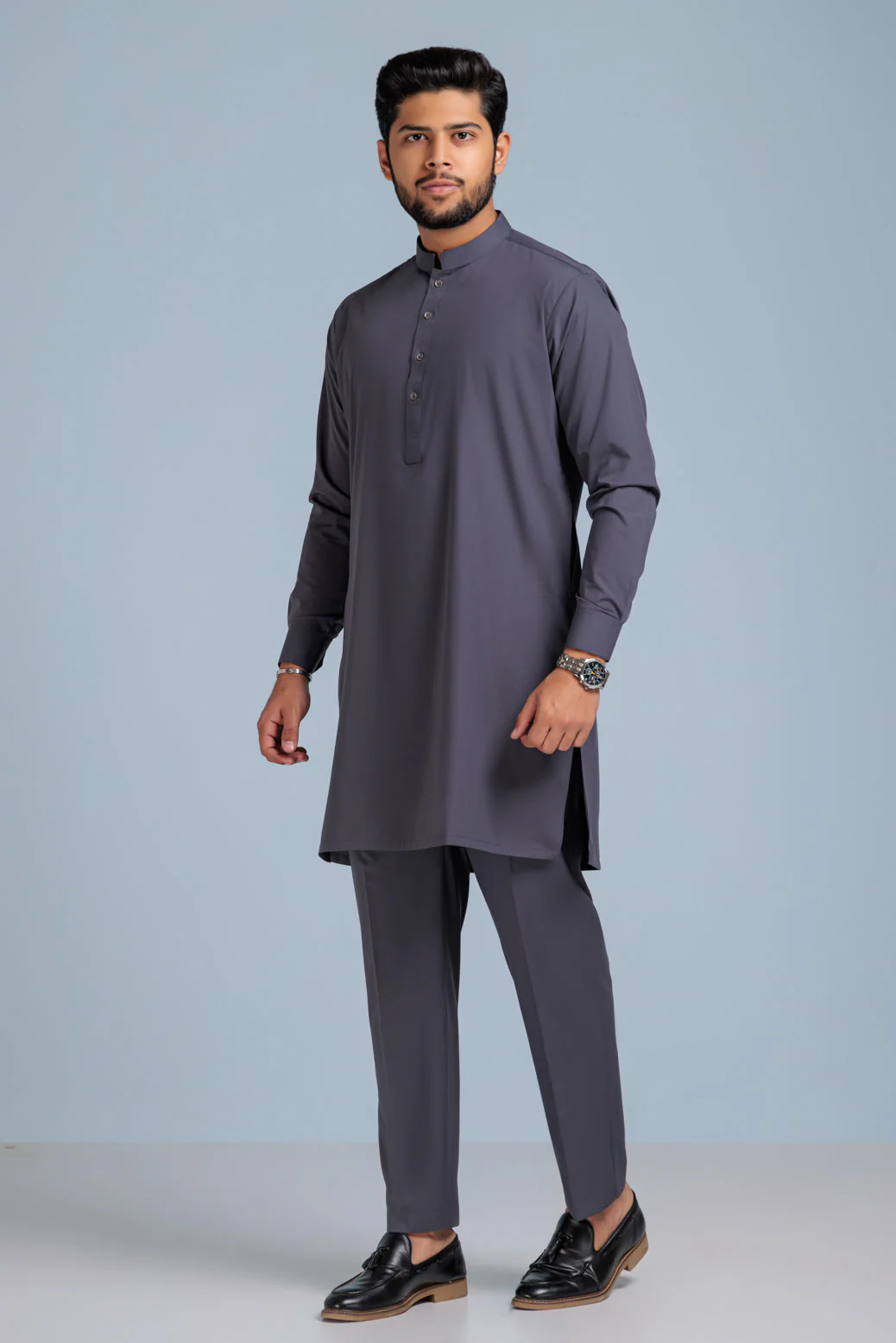 D-GREY-BLENDED-KURTA PAJAMA TROUSER (KSS23-026) - Image 4