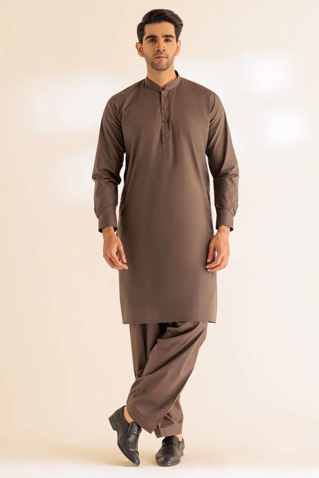 D-OLIVE-BLENDED-KURTA SHALWAR - (KSRS24-021) - Image 3