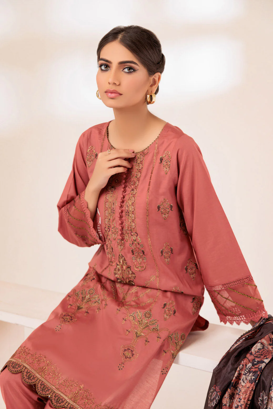 D-PEACH-CAMBRIC-3 PIECE (SL1H233P06) - Image 3