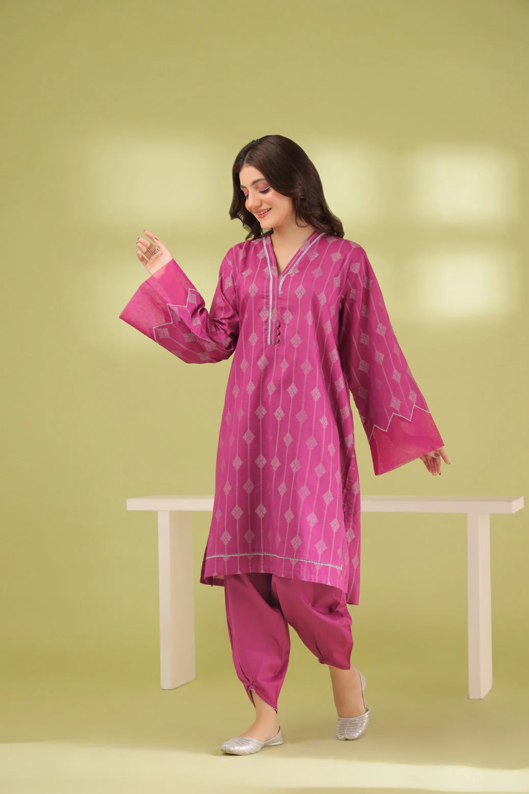 D-PINK-JACQUARD-2 PIECE (SAS232P32) - Image 2