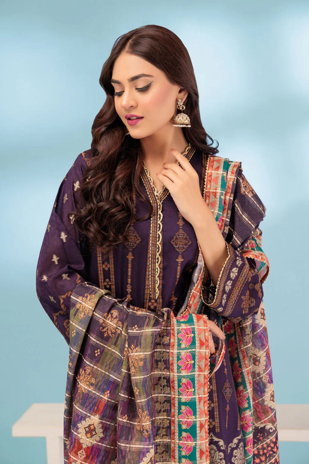 D-PURPLE-JACQUARD-3 PIECE (BSSS233P15) - Image 2