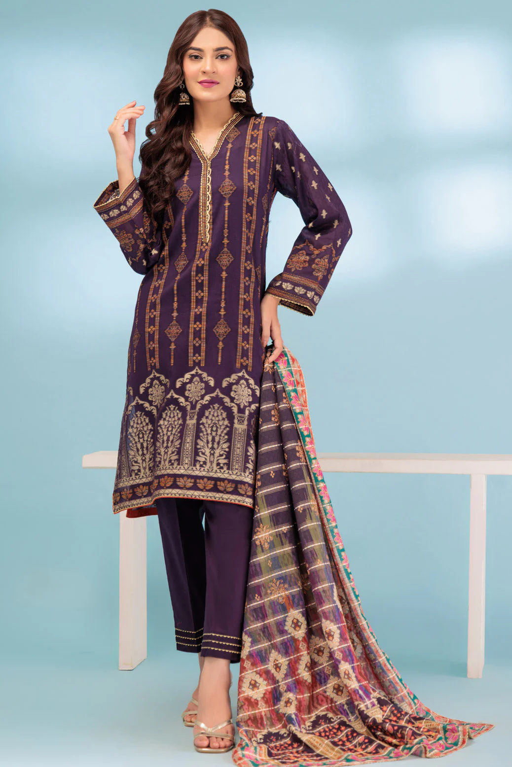 D-PURPLE-JACQUARD-3 PIECE (BSSS233P15) - Image 3