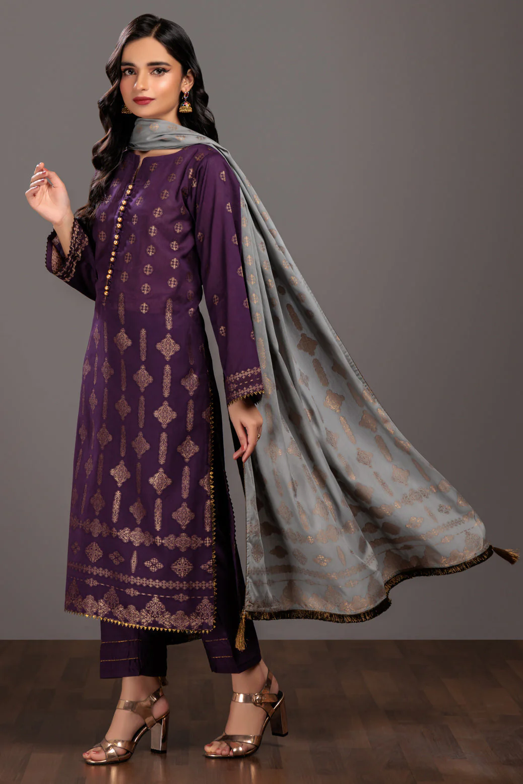 D-PURPLE-JACQUARD-3 PIECE (JAS233P02) - Image 4