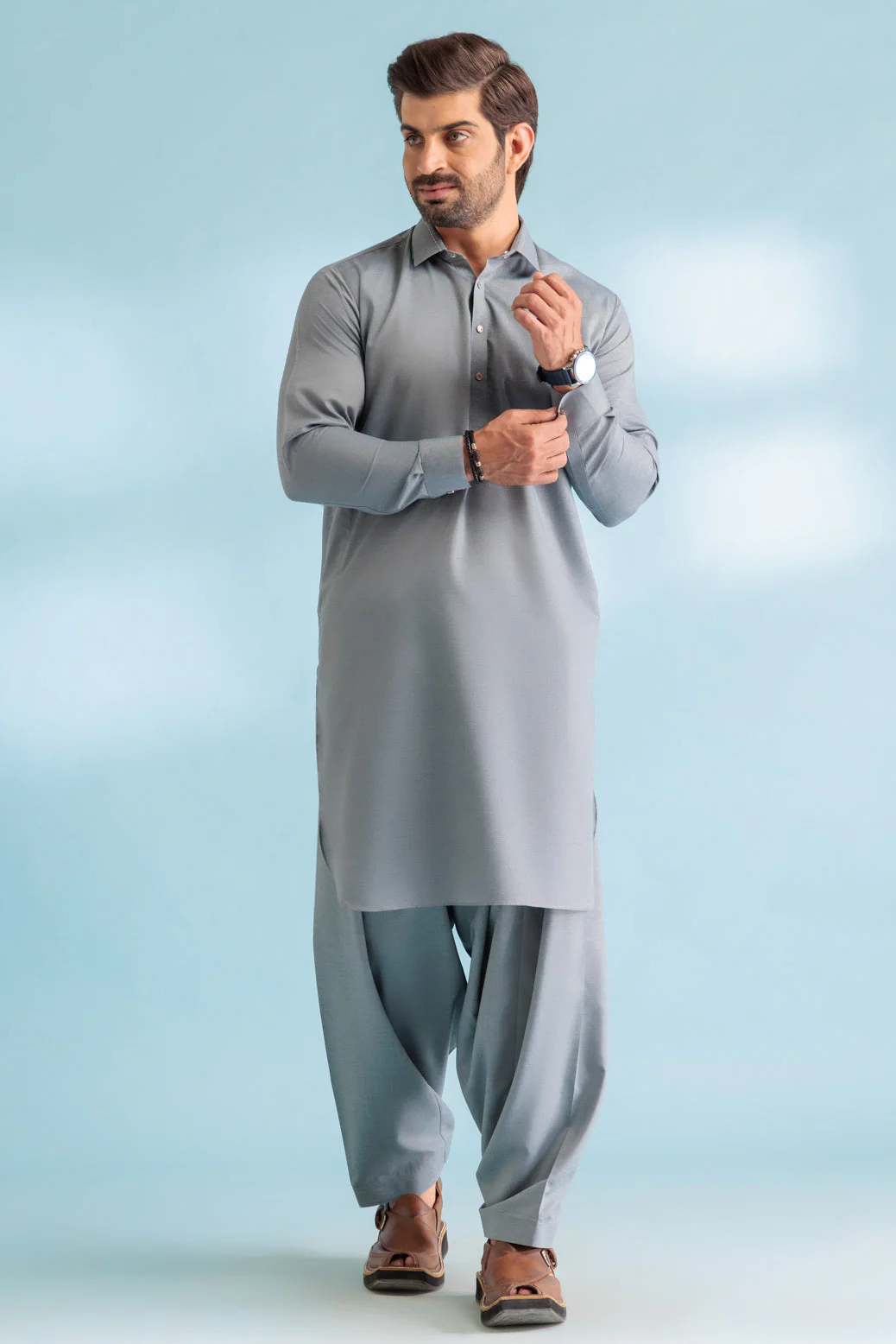 E-BLUE-BLENDED-SHALWAR SUIT - (GSSW23-079) - Image 3