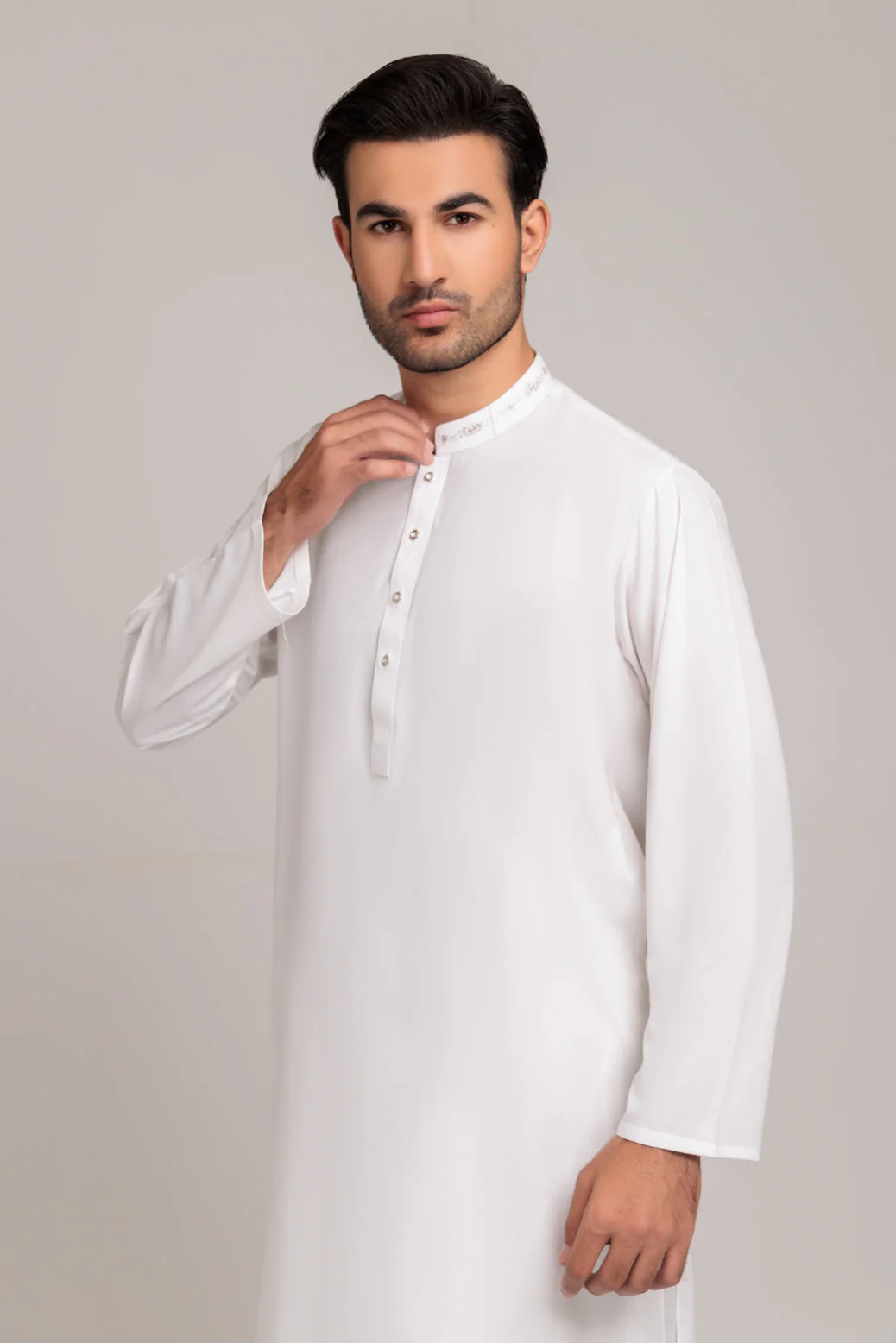 EG-WHITE-BLENDED-KURTA SHALWAR (KSRS23-032) - Image 2
